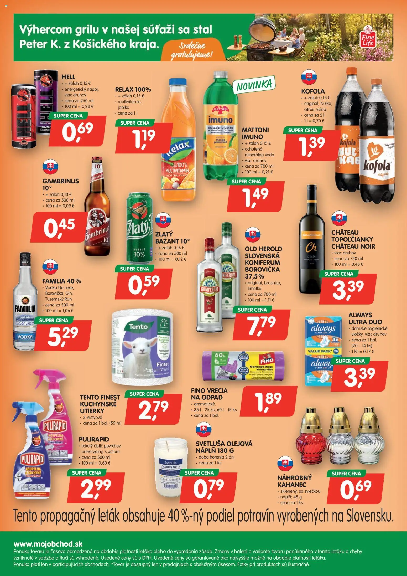 Nové Môj obchod akcie – leták je platný od 23.10.2026 | Strana: 4 | Produkty: Lotus, Vodka, Minerálna voda, Gambrinus