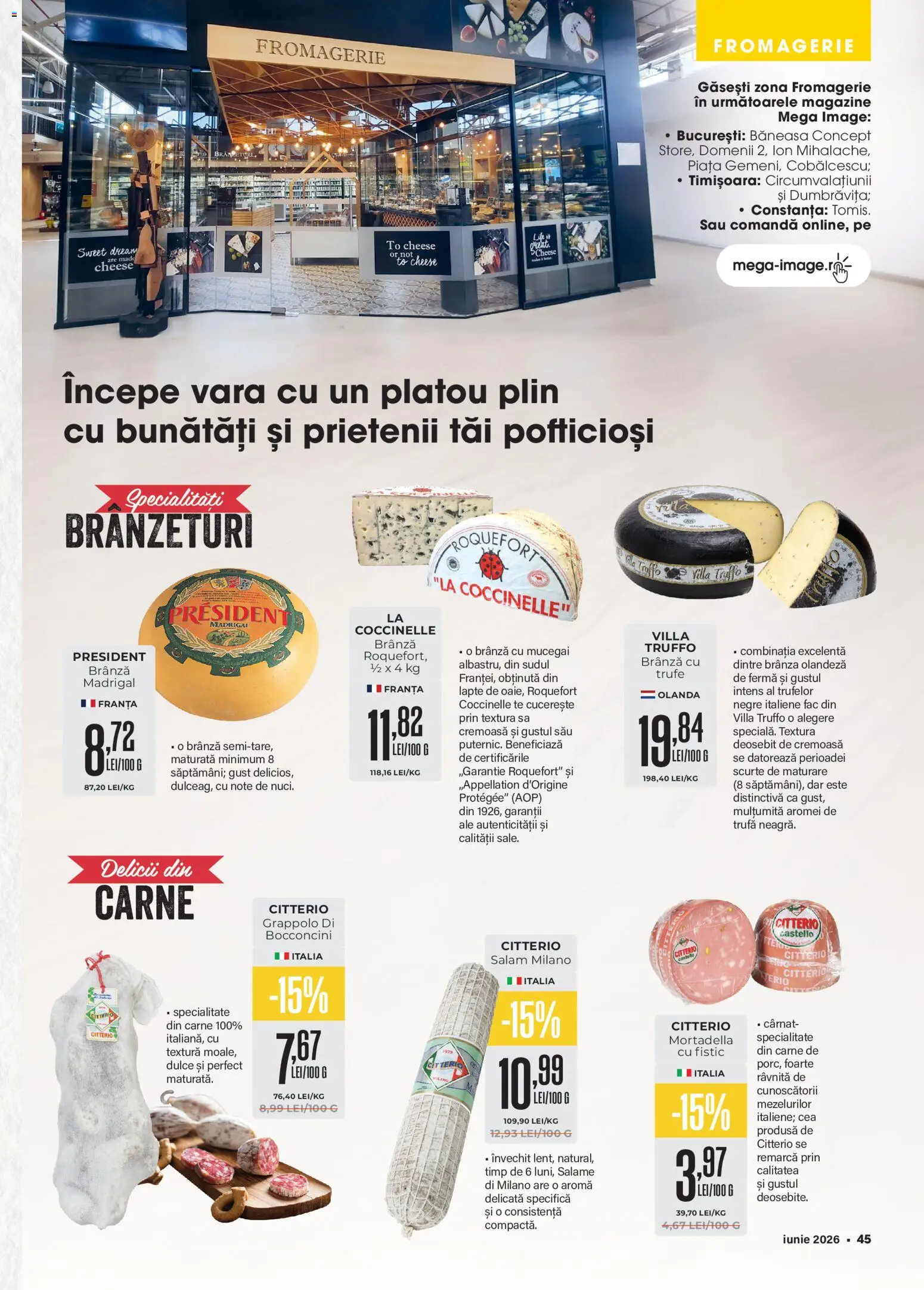 Noul catalog Mega Image – valabil de la 28.05.2026 | Pagină: 45 | Produse: Lapte, Brânză, Salam, Fistic