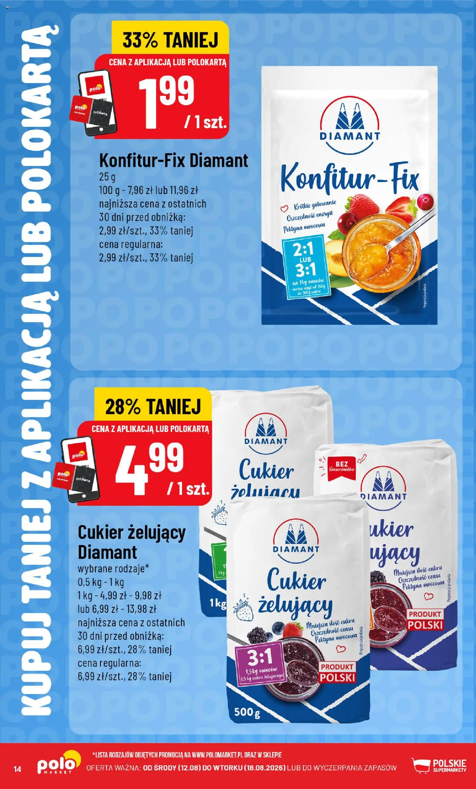 POLOmarket gazetka - Kupuj taniej od 12.08.2026 | Strona: 14 | Produkty: Cukier żelujący, Cukier