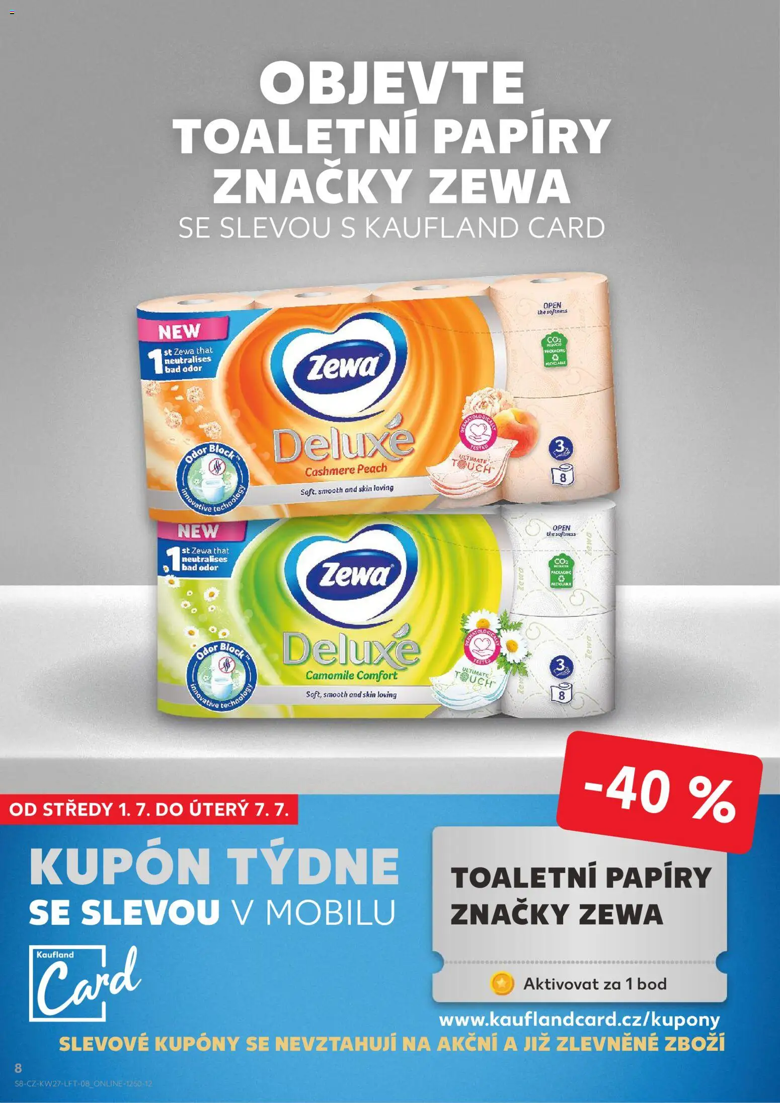 Kaufland leták - Plzeň Bory od 01.07.2026 | Strana: 8 | Produkty: Zewa deluxe, Deluxe, Zewa