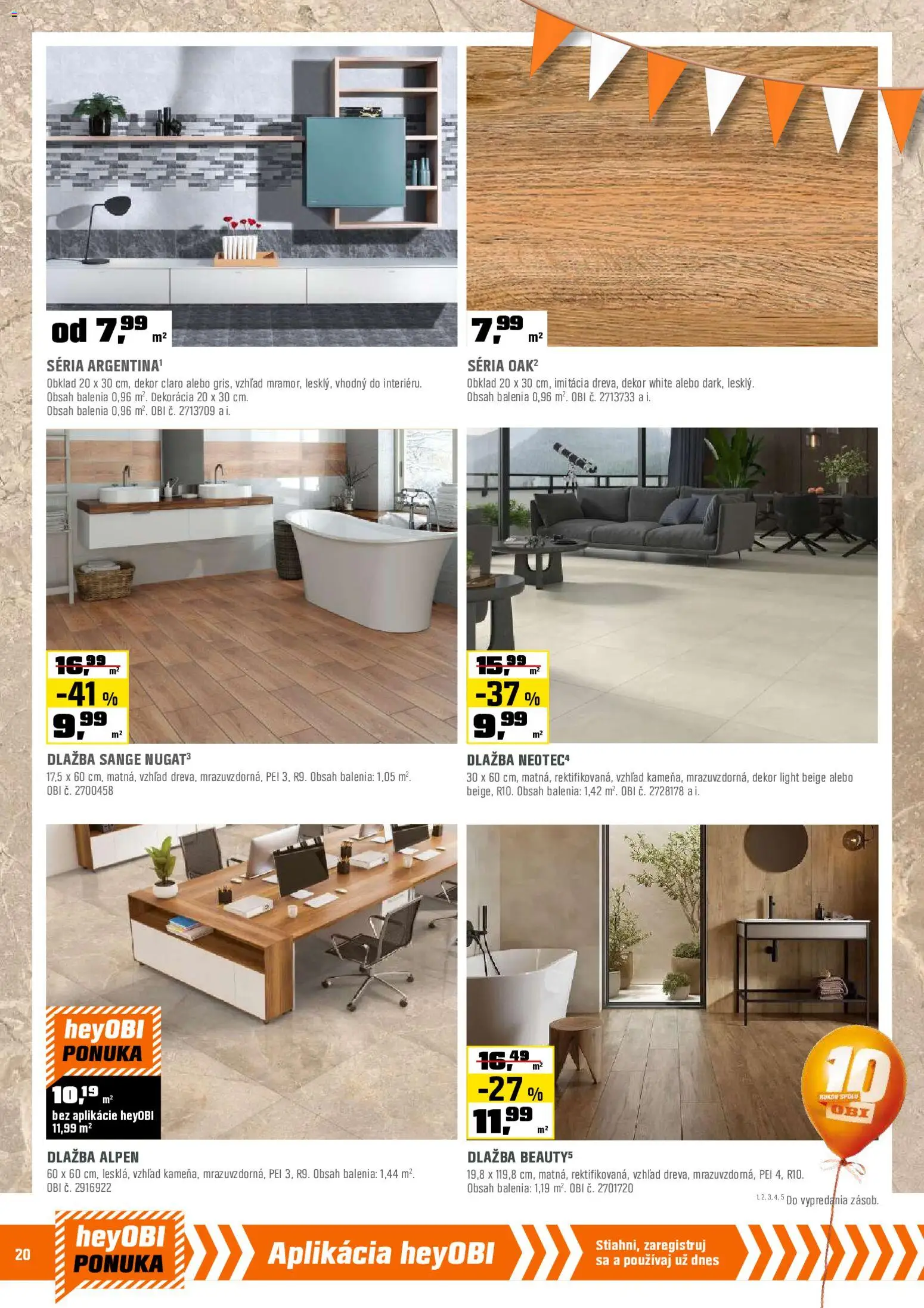 Nové OBI akcie – leták je platný od 01.06.2026 | Strana: 19 | Produkty: Dlažba, Obklad