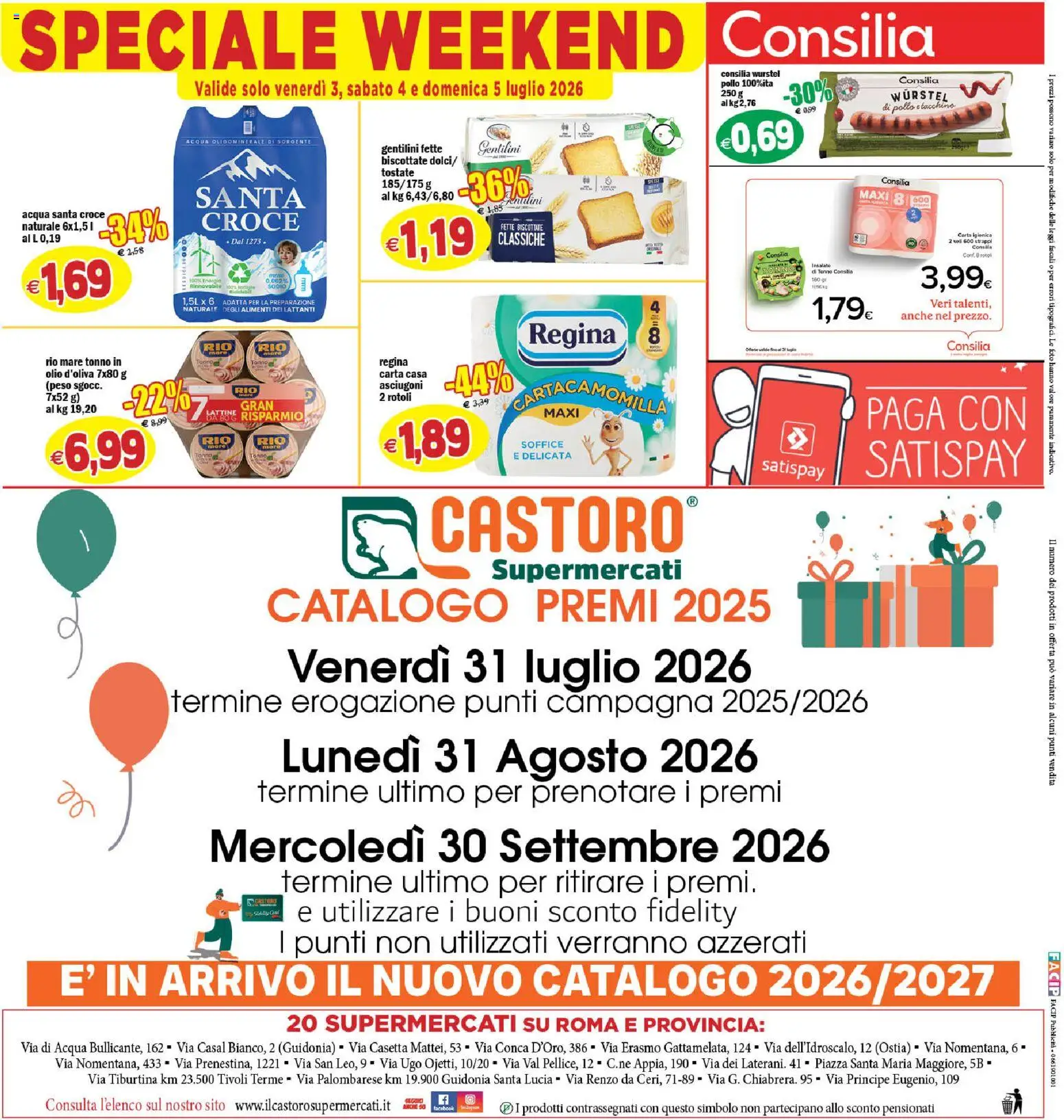 Volantino Il Castoro del 01/07/2026 | Pagina: 20 | Prodotti: Acqua, Wurstel, Tonno, Fette biscottate