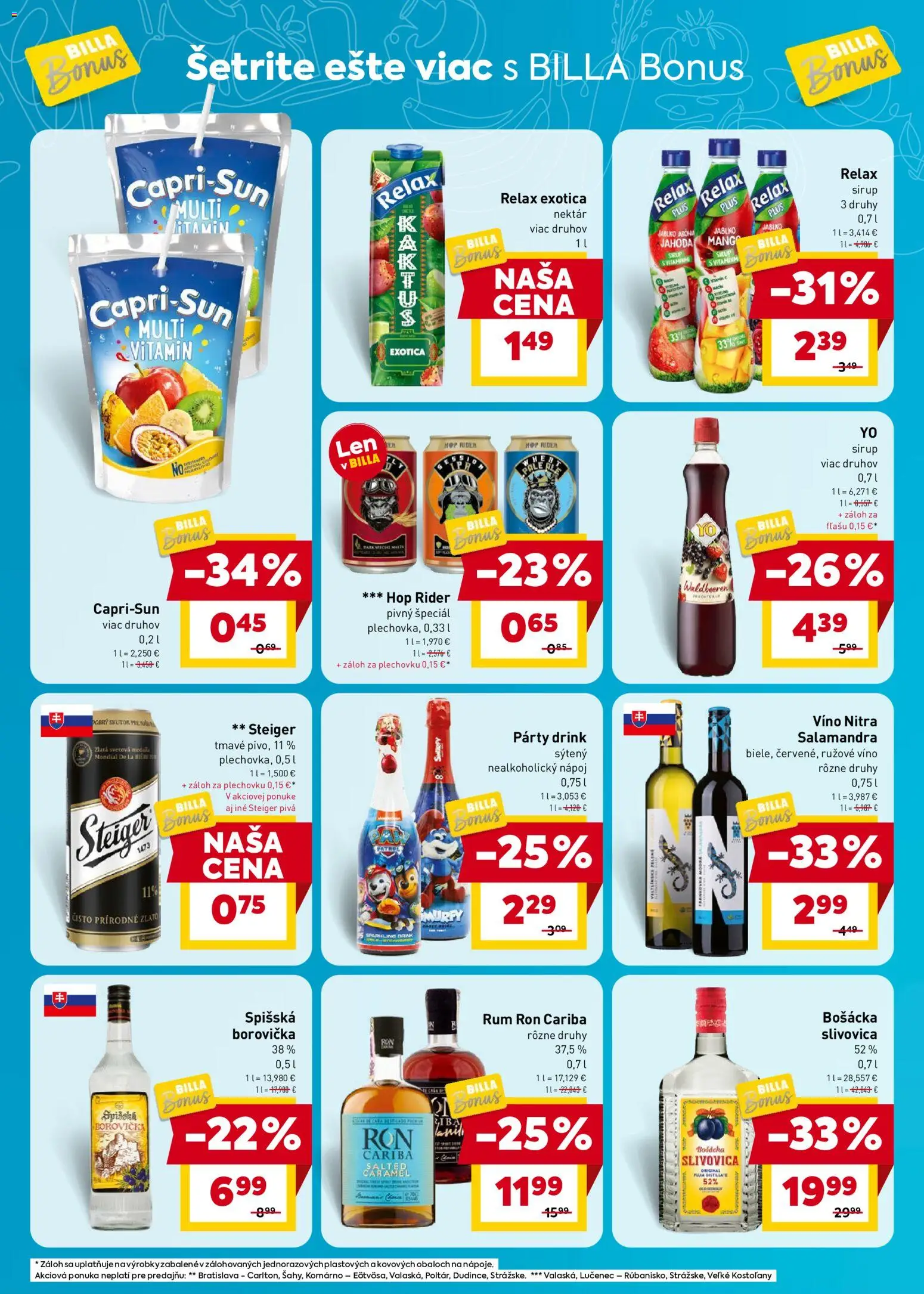 Nové Billa akcie – leták je platný od 12.08.2026 | Strana: 6 | Produkty: Víno, Borovička, Sirup, Slivovica