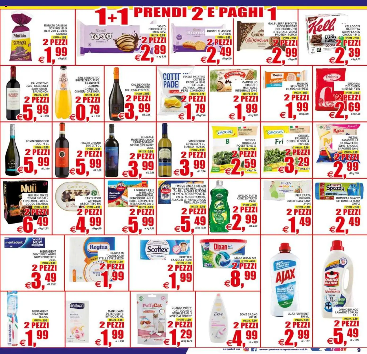 Volantino Pewex del 01/07/2026 | Pagina: 9 | Prodotti: Patate, Zucchero, Pomodoro, Broccoli