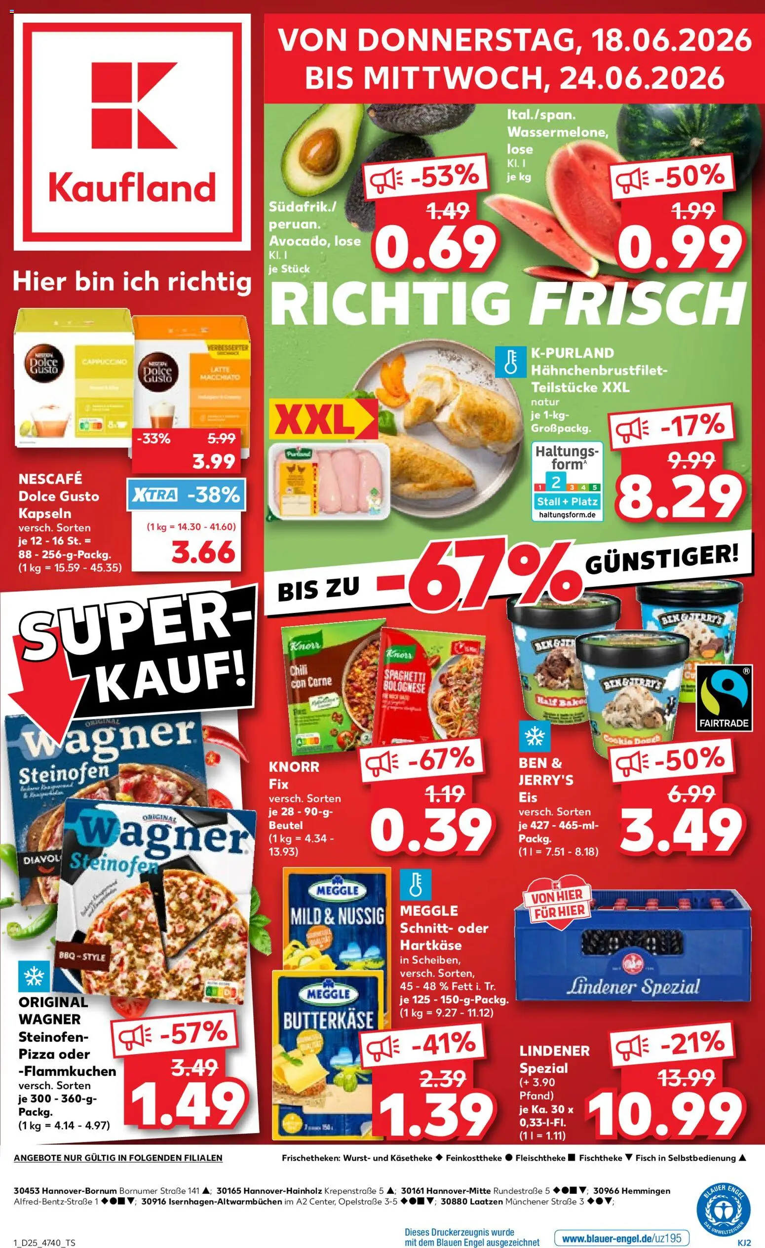 Kaufland Prospekt Hannover – gültig ab 18.06.2026 | Seite: 1 | Produkte: Fisch, Wurst, Chili, Pizza