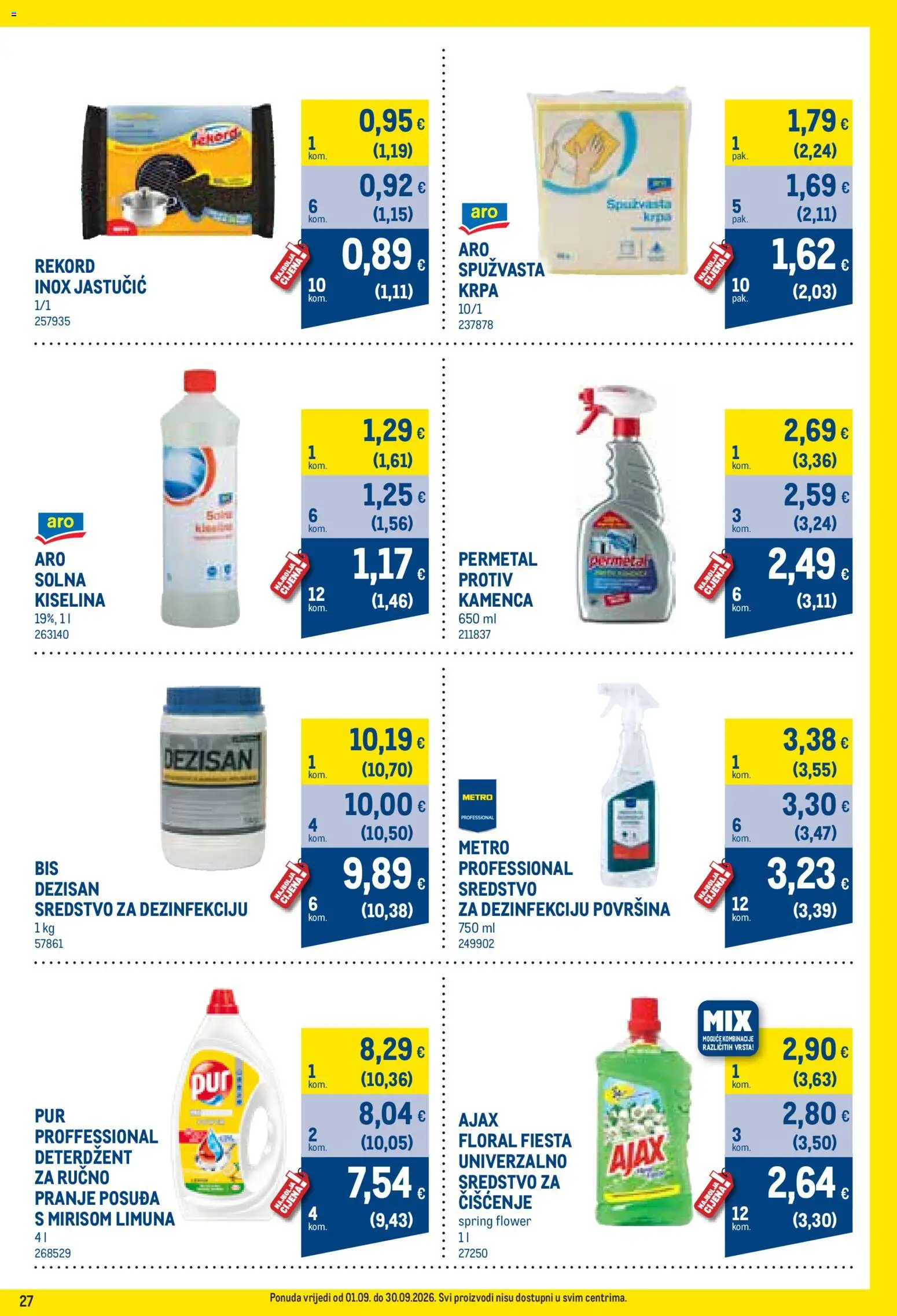 Metro katalog | vrijedi od 01.09.2026 | Stranica: 27 | Proizvodi: Krpa, Deterdžent, Ajax