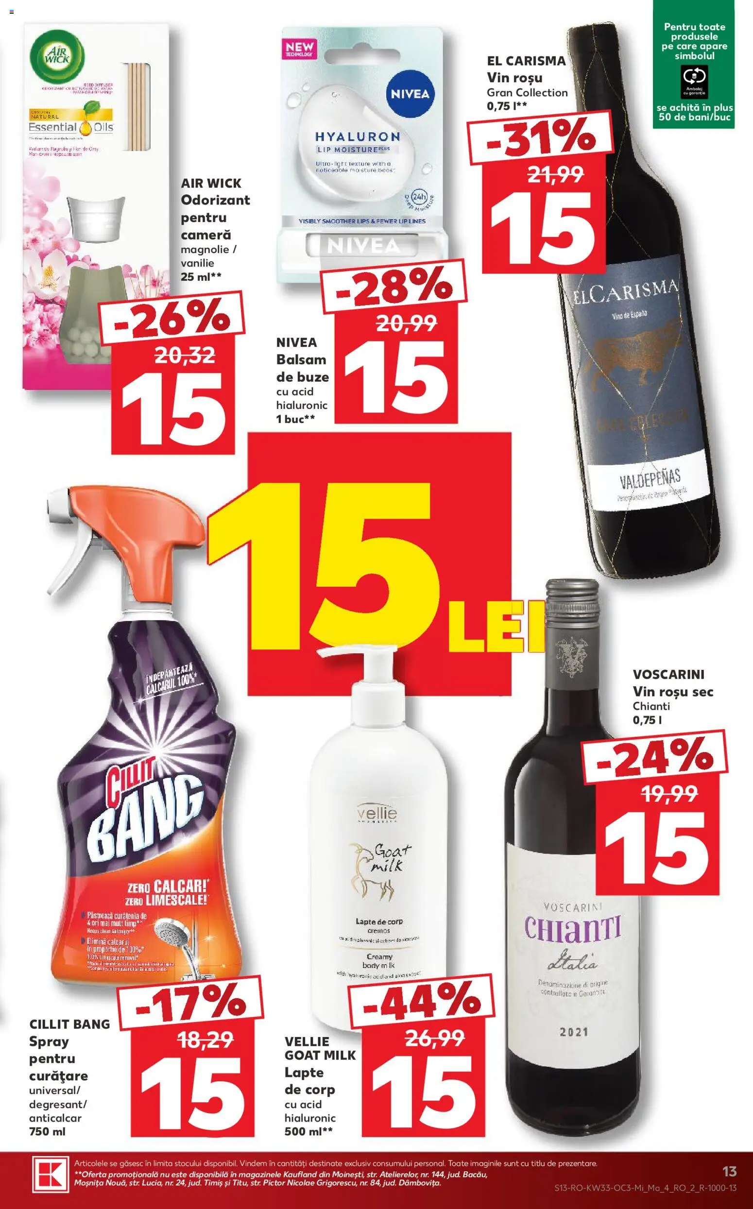 Noul catalog Kaufland – valabil de la 12.08.2026 | Pagină: 13 | Produse: Vin rosu, Cameră, Lapte de corp, Vin