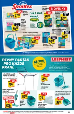 Náhled letáku Spontex Express System Mop, 1 set systémový plochý mop se samočímacím otočným mechanismem a náhradou z mikrovlákna od 29.07.2026 | Strana: 25 | Produkty: Leifheit, Sušák na prádlo, Mošt, Pračky