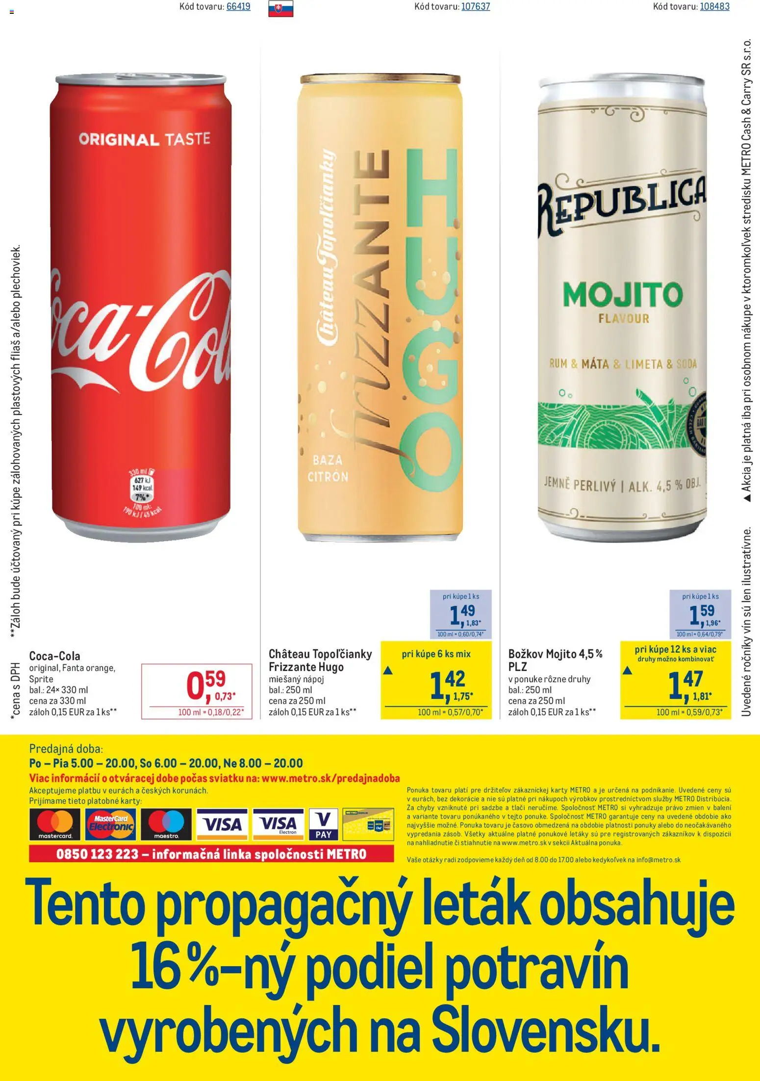 Nové Metro akcie – leták je platný od 01.06.2026 | Strana: 20 | Produkty: Božkov, Republica, Sprite, Rum