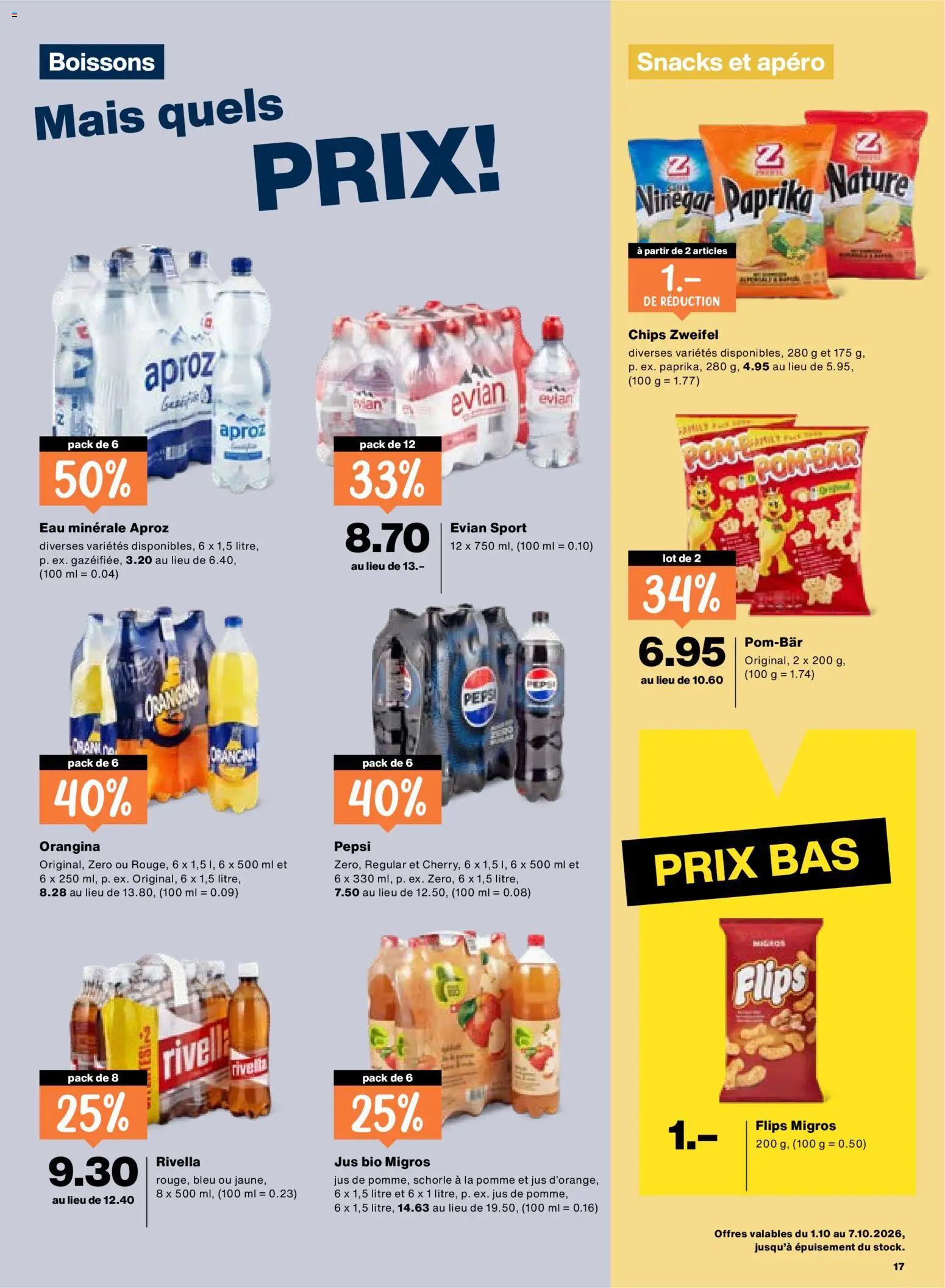Migros aktionen FR – gültig ab 01.10.2026 | Seite: 17 | Produkte: Pepsi, Mais, Snacks, Paprika