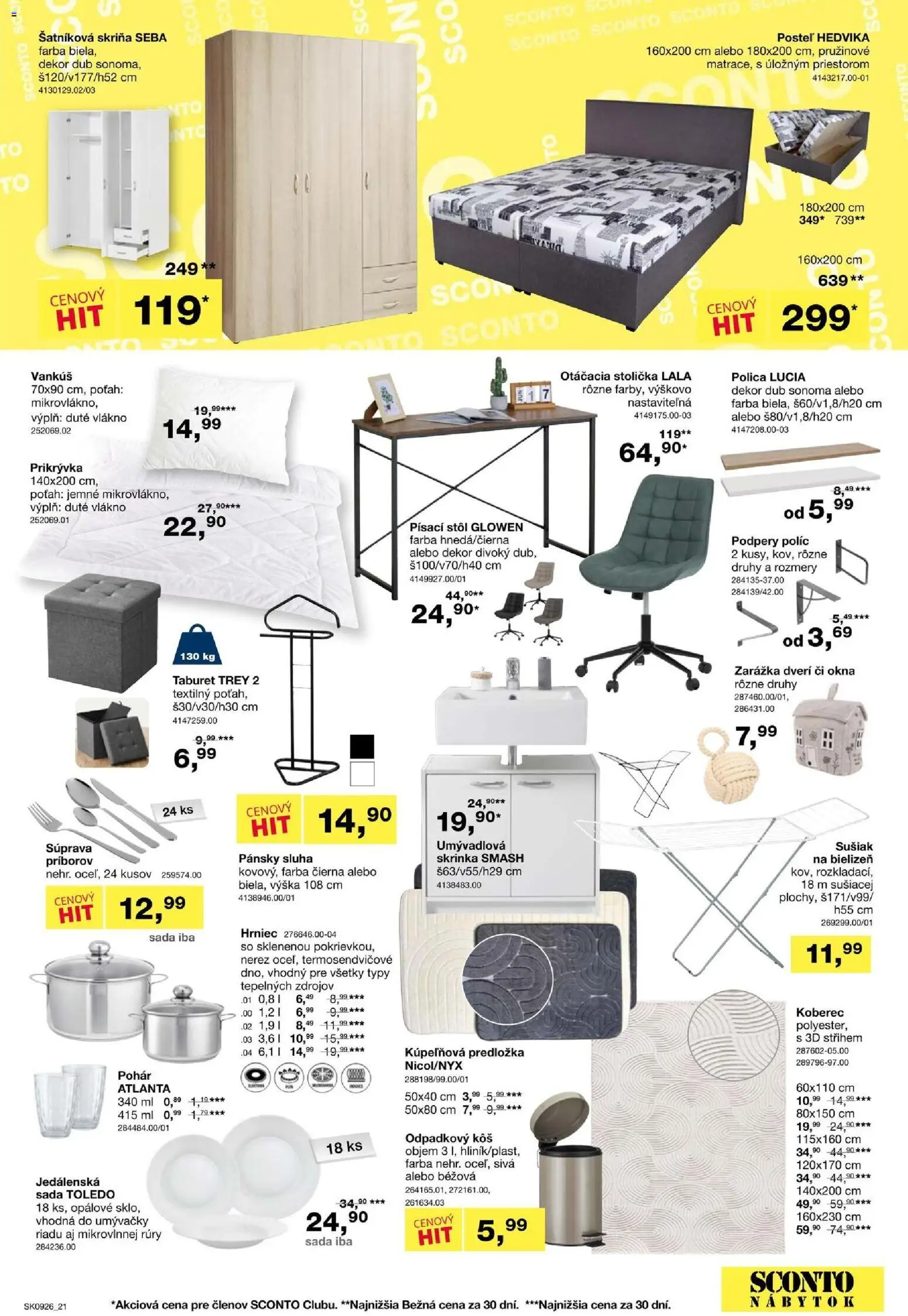 Nové Sconto nábytok akcie – leták je platný od 15.07.2026 | Strana: 21 | Produkty: Nábytok, Posteľ, Šatníková skriňa, Skriňa