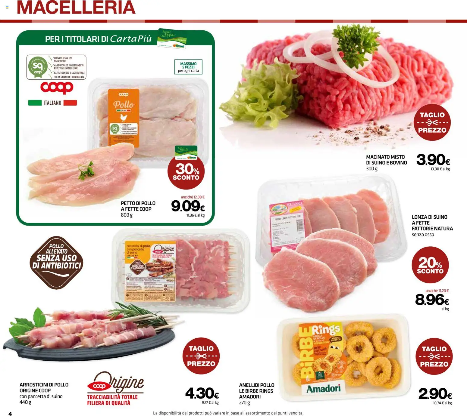 Volantino Superconti del 22/10/2026 | Pagina: 4 | Prodotti: Petto di Pollo, Pollo, Pancetta, Suino