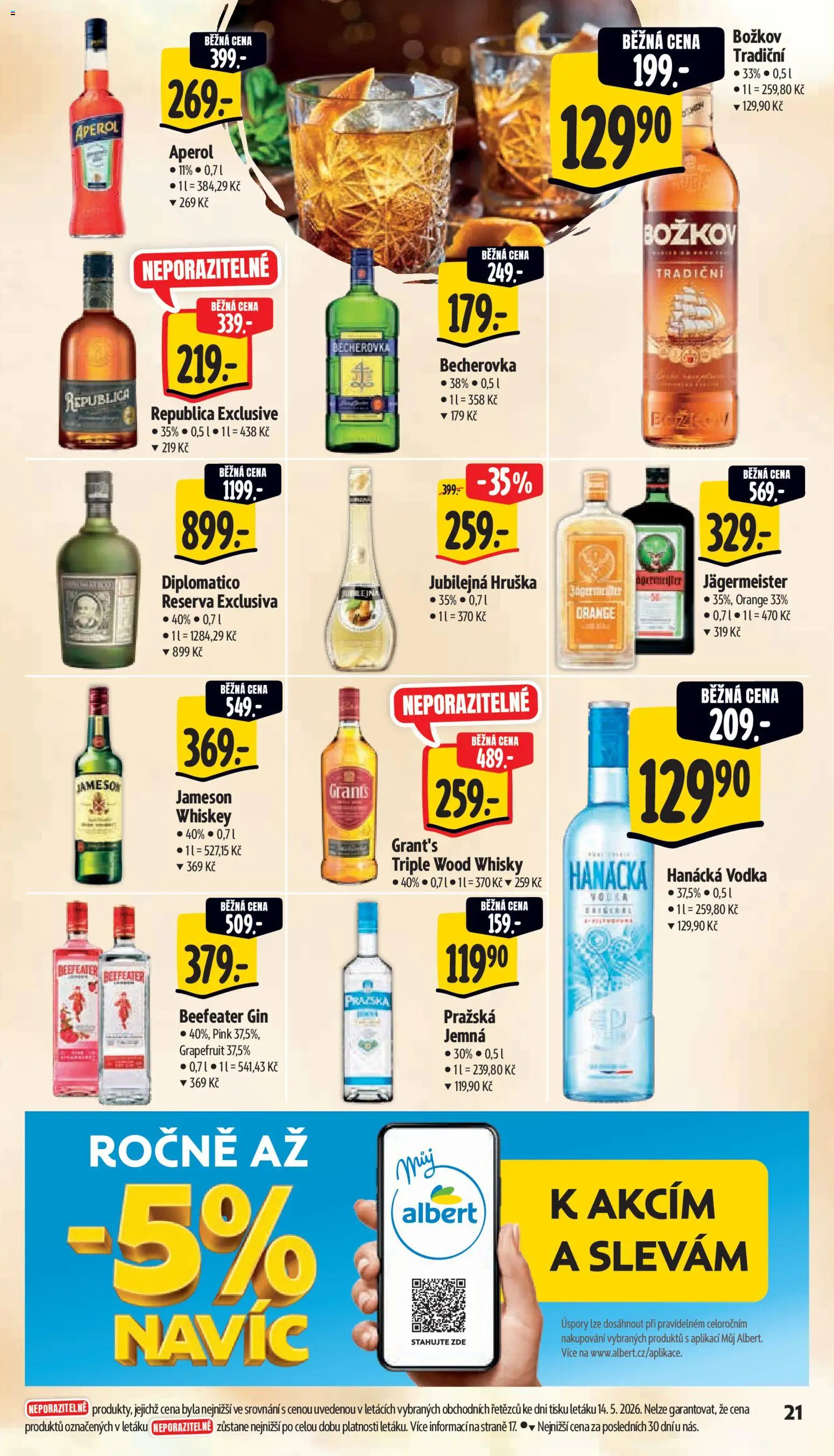 Albert leták - Supermarket od 20.05.2026 | Strana: 29 | Produkty: Gin, Whisky, Republica, Becherovka
