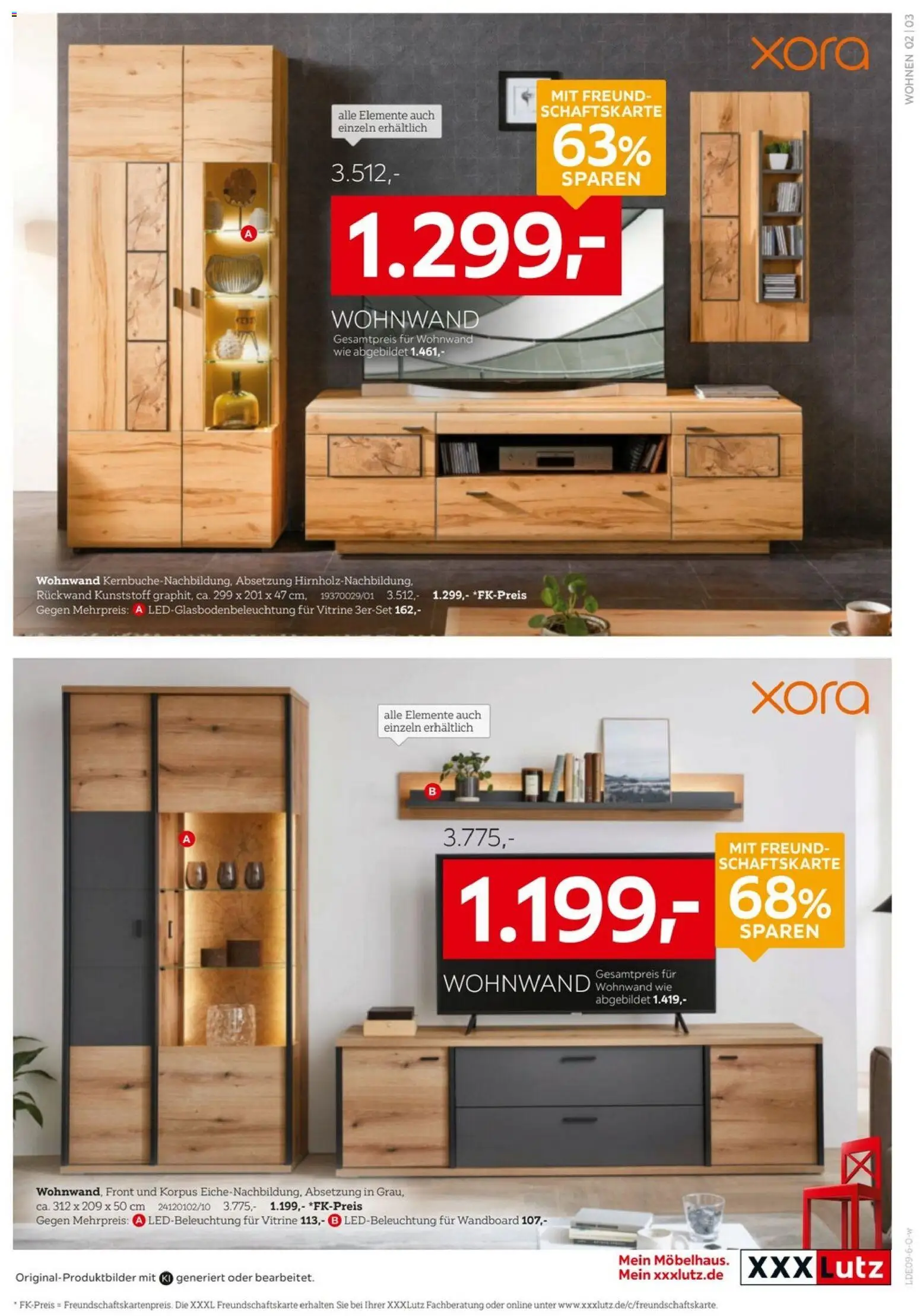 XXXLutz Bis zu 73% auf Wohnen – gültig ab 05.09.2026 | Seite: 3 | Produkte: Wohnwand, Wandboard, Vitrine