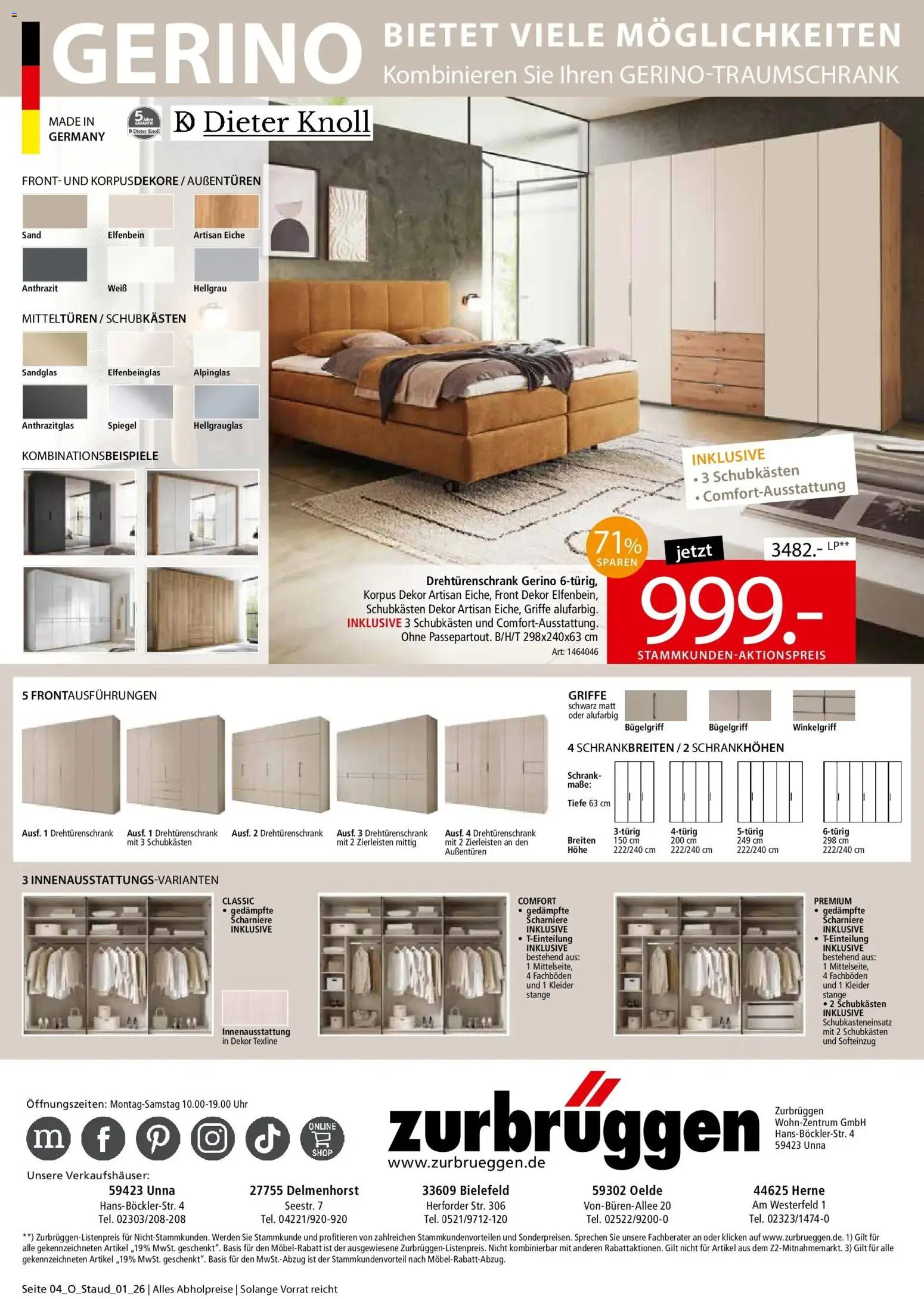 Zurbrüggen - Zurbrüggen: Möbel-Rabatt (ab 04.06.2026) zum Blättern | Seite: 4 | Produkte: Drehtürenschrank, Schrank, Spiegel, Uhr