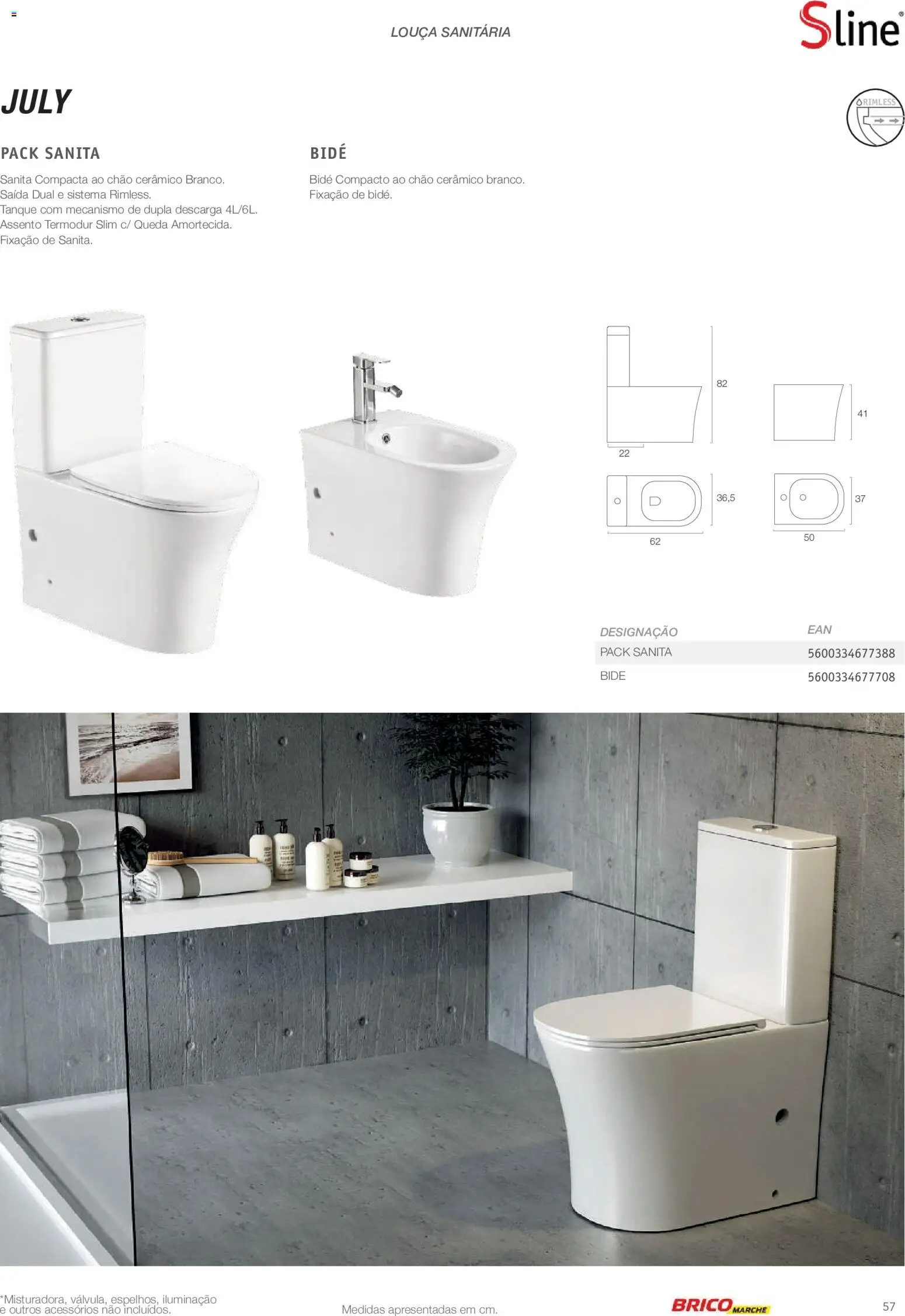 BricoMarché Catálogo de Inspiração Banho │ válido de 15/06/2026 | Página: 57 | Produtos: Louça, Tanque, Louça sanitária, Iluminação