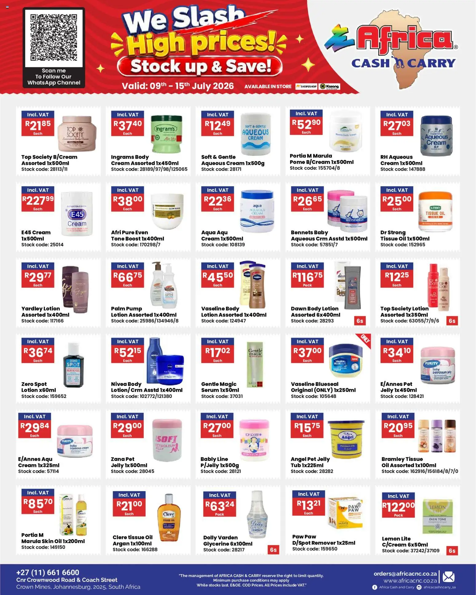 New Africa Cash & Carry catalogue – valid from 09/07/2026 | Page: 5 | Products: Oil, Stock, Lemon, Lotion