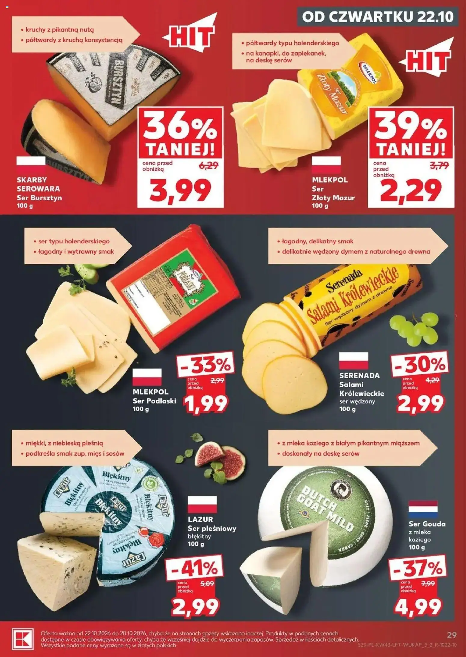 Kaufland aktualna gazetka od 22.10.2026 - od jutra PDF | Strona: 29 | Produkty: Mleka, Gazety, Ser, Ser gouda