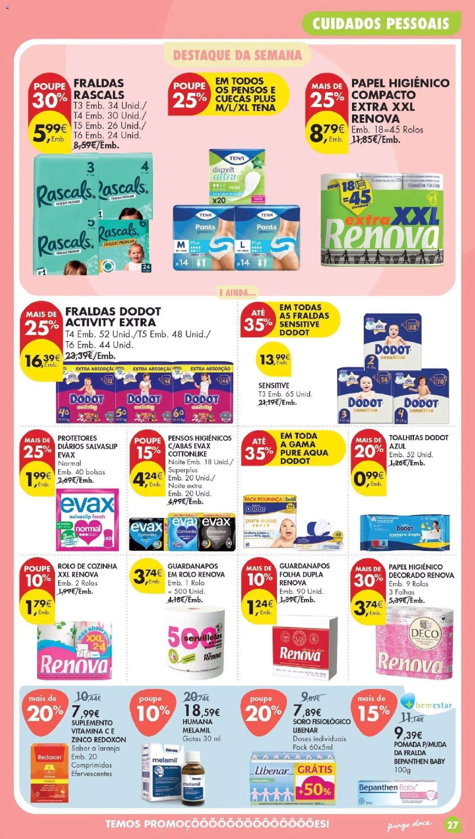 Pingo Doce Poupe Esta Semana Madeira │ válido de 15/09/2026 | Página: 27 | Produtos: Agua, Papel higiénico, Fraldas, Guardanapos