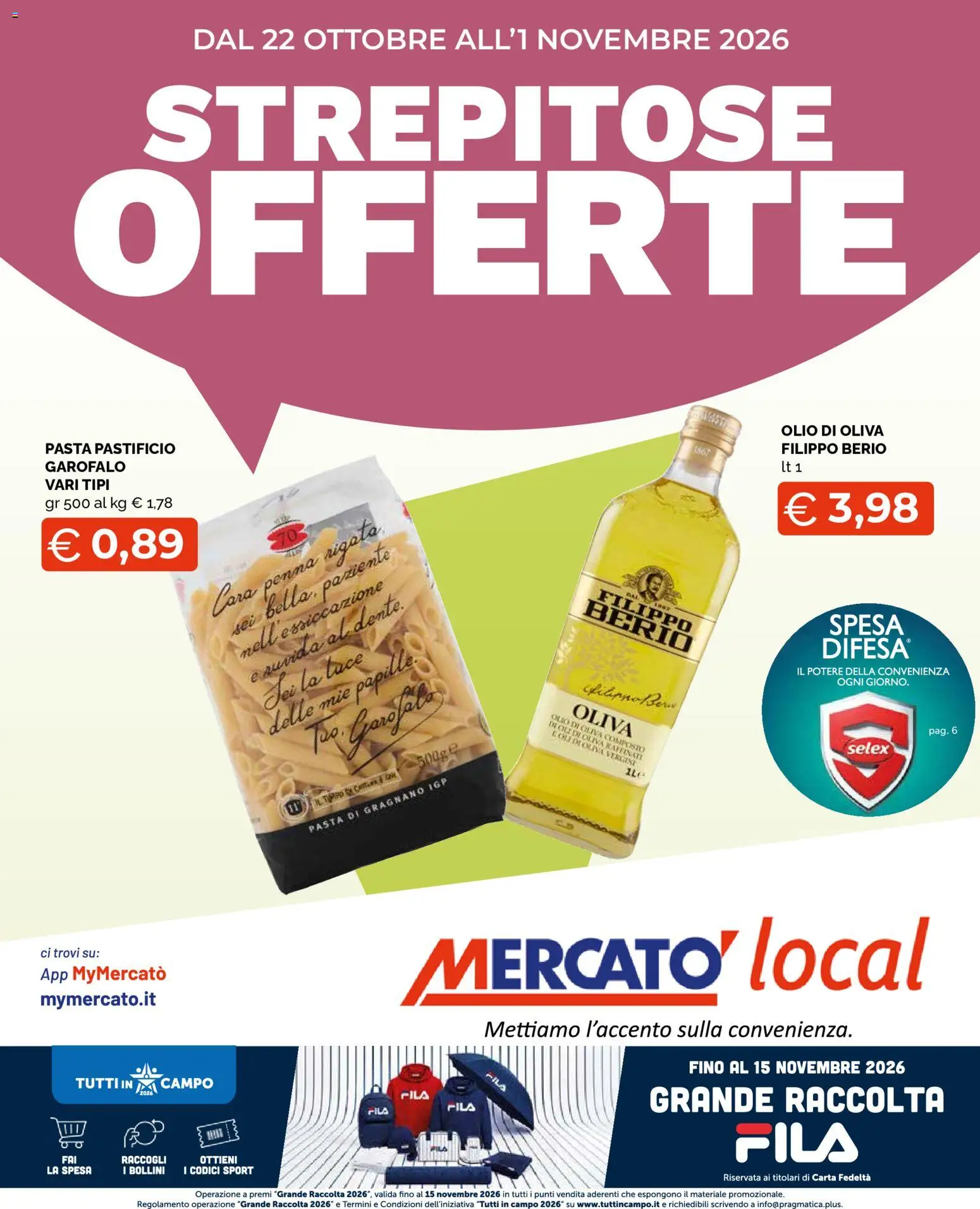 Volantino Mercatò del 22/10/2026 | Pagina: 1 | Prodotti: Garofalo, Olio, Pasta, Olio di Oliva