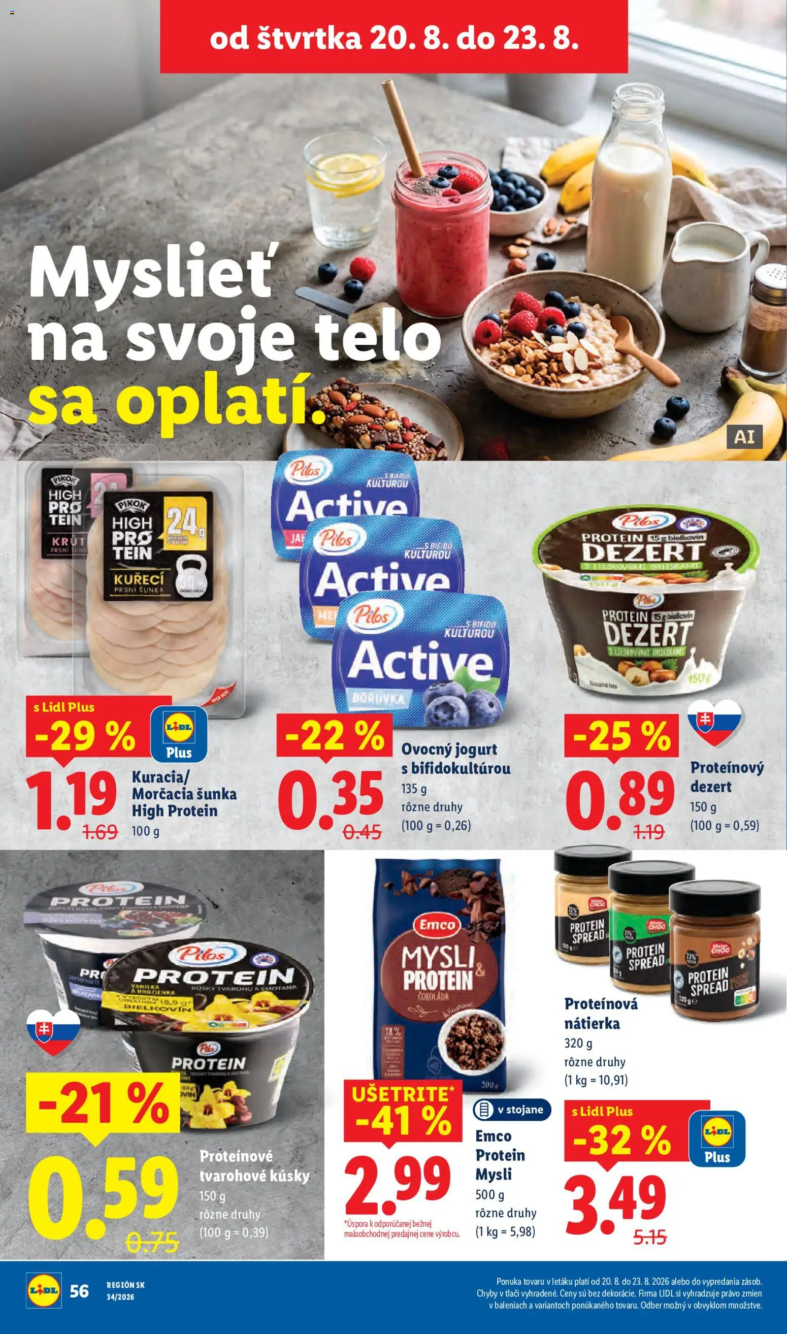 Nové Lidl akcie – leták je platný od 17.08.2026 | Strana: 70 | Produkty: Jogurt, Šunka, Proteínový dezert, Dezert