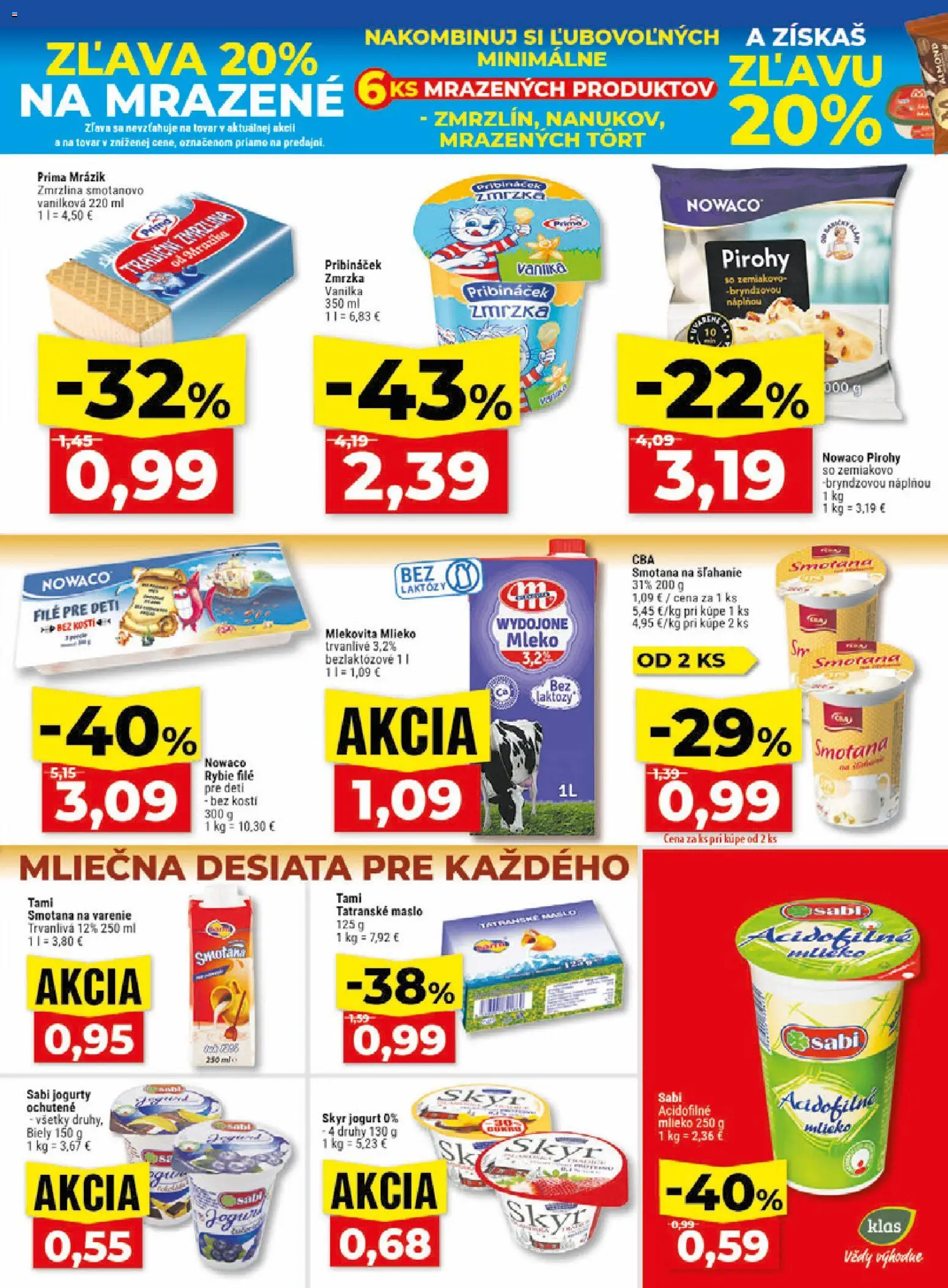Nové Klas akcie – leták je platný od 29.06.2026 | Strana: 9 | Produkty: Maslo, Mlieko, Pirohy, Tatranské maslo