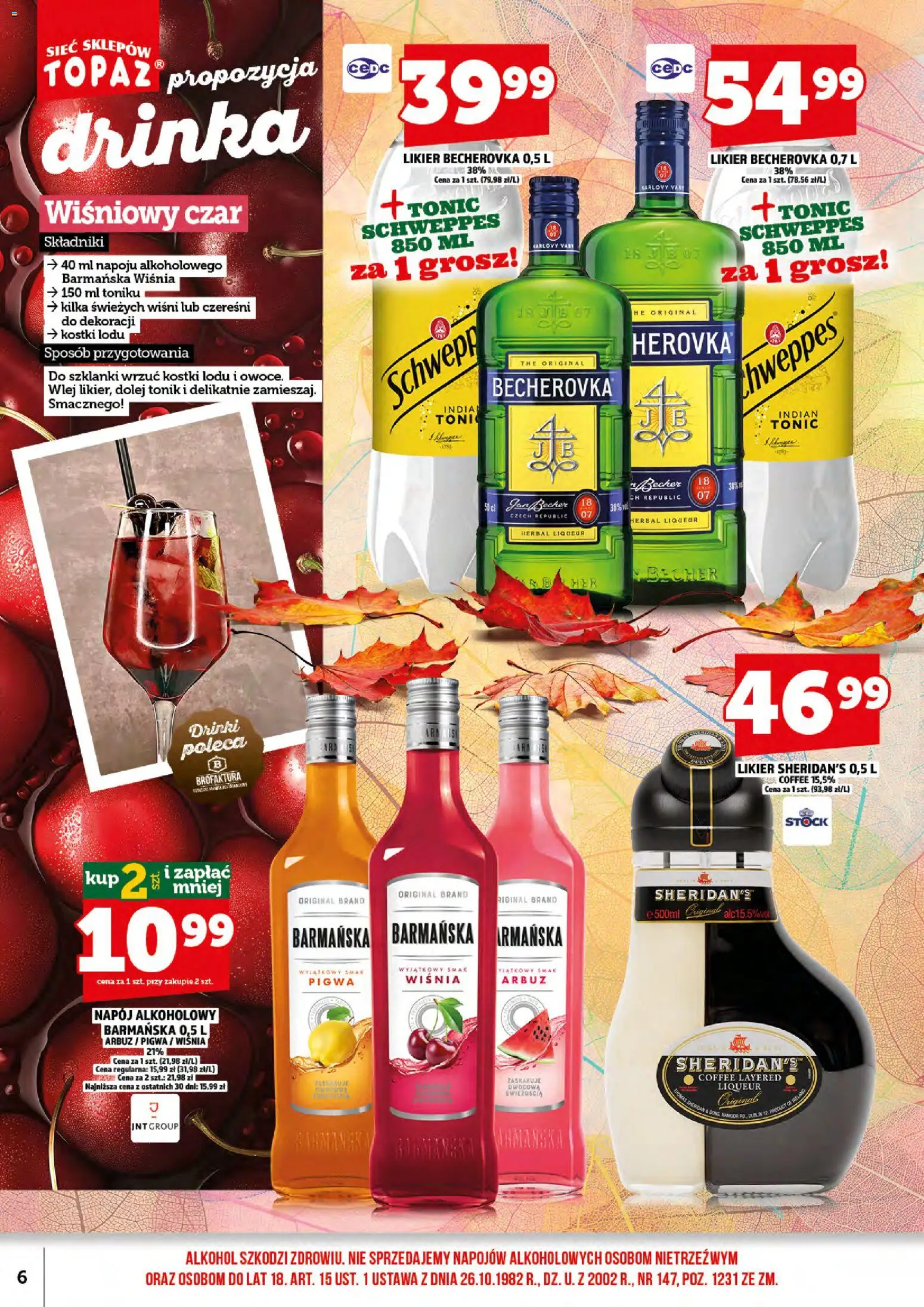 Topaz gazetka alkoholowa od 16.10.2026 | Strona: 8 | Produkty: Arbuz, Sheridan's, Likier Sheridan's, Szklanki