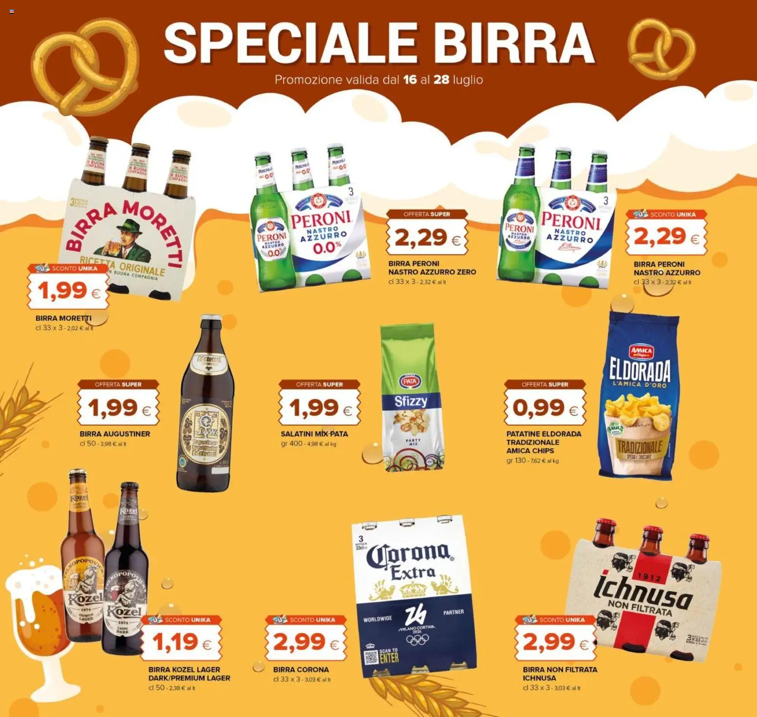 Volantino Tigre del 16/07/2026 | Pagina: 6 | Prodotti: Salatini, Birra, Patatine, Birra Moretti