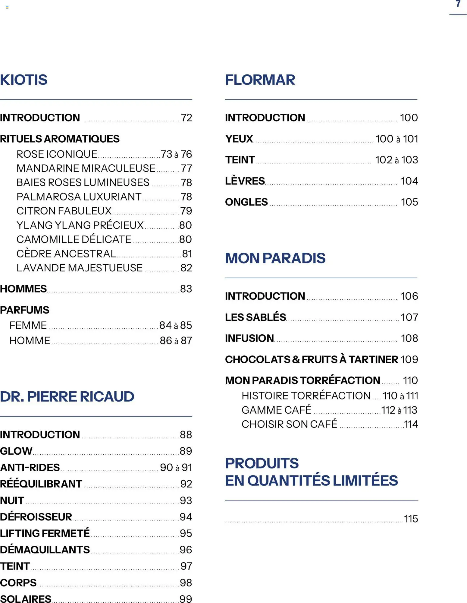 {H1} | Page: 7 | Produits: Citron, Lavande, Infusion, Café