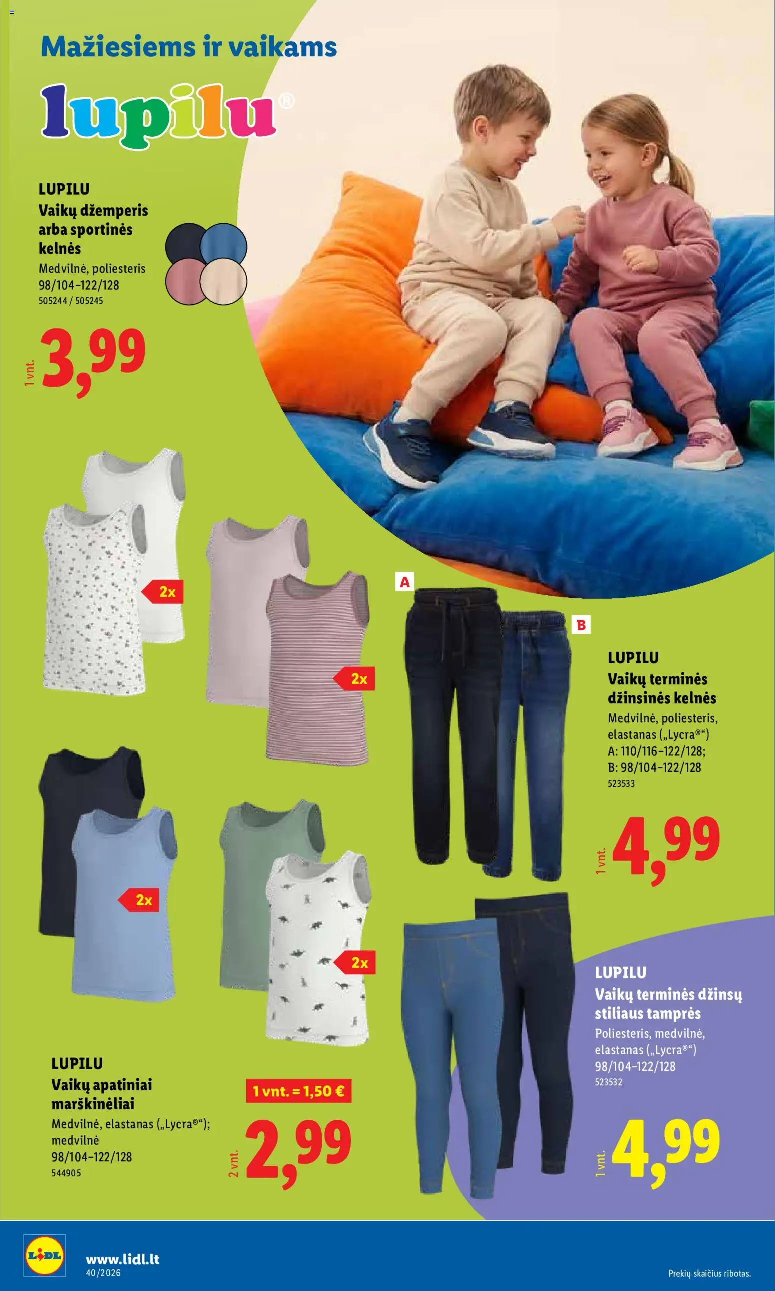 LIDL akcijos nuo 2026.09.28 | Puslapis: 6 | Prekių: Marškinėliai, Džemperis, Kelnes, Tamprės