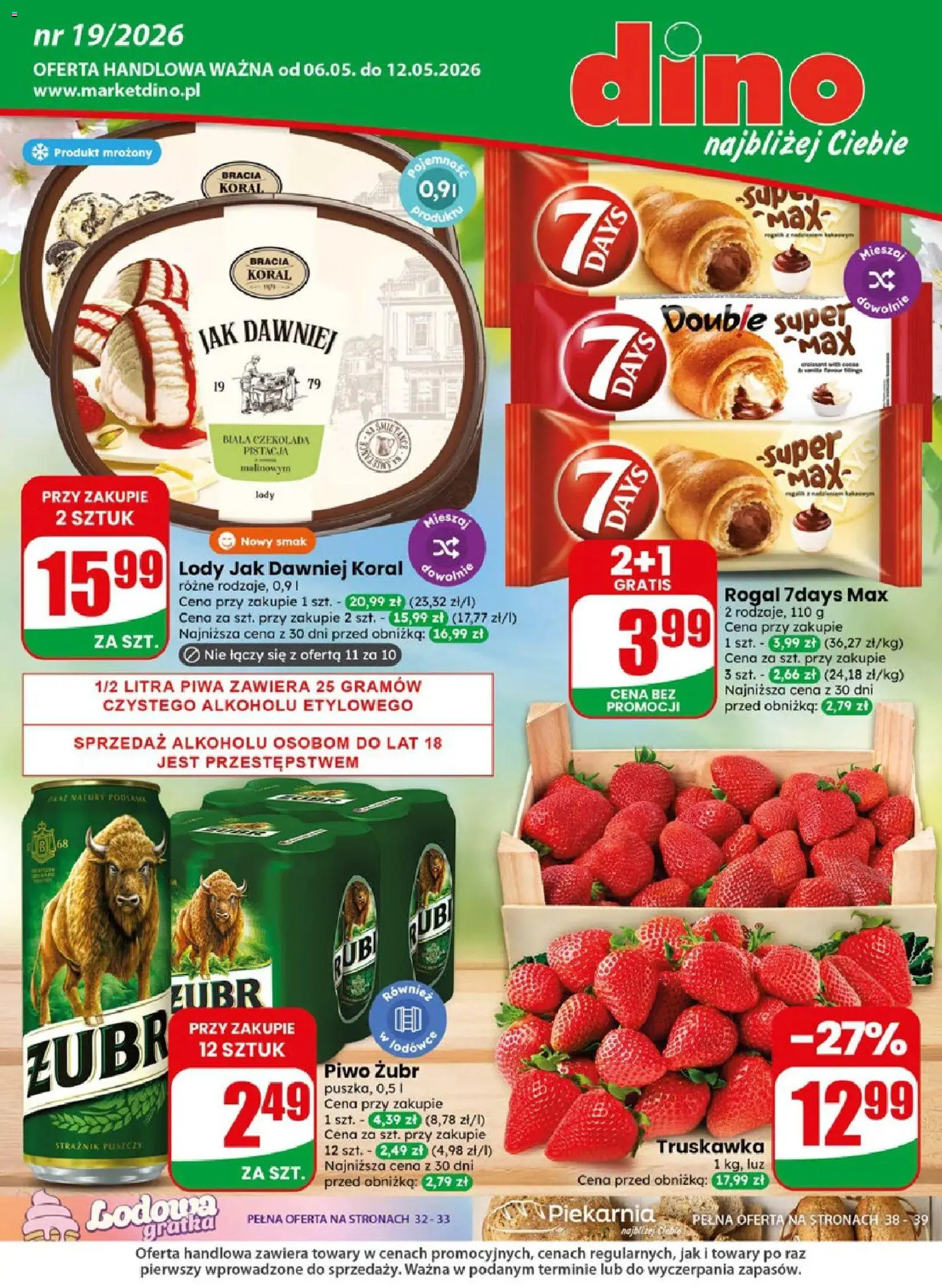 Dino gazetka od 06.05.2026 | Strona: 1 | Produkty: Piwo żubr, Czekolada, Piwo, Lody