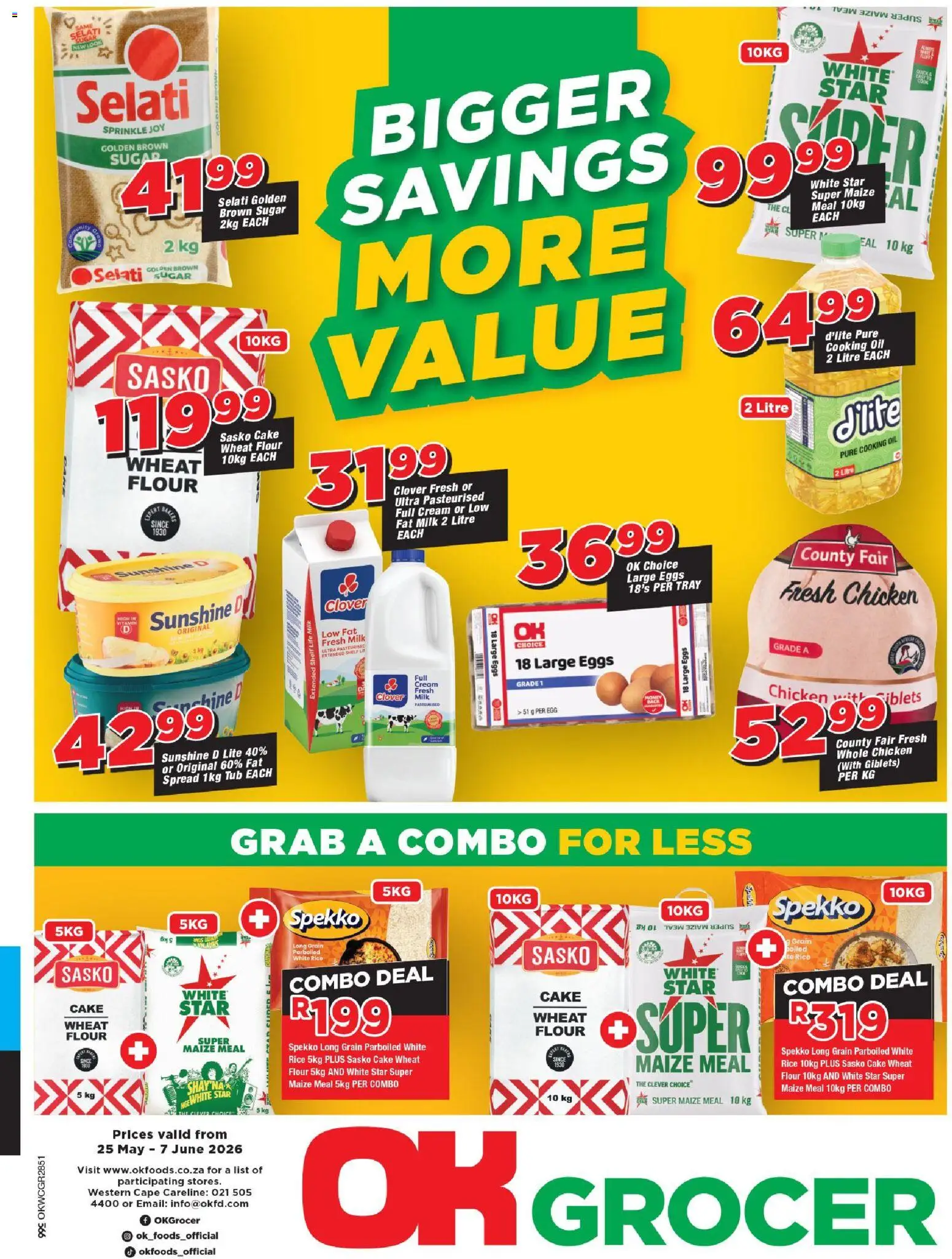 New OK Foods catalogue – valid from 25.05.2026 | Page: 1 | Products: Milk, Oil, Cream, Sugar