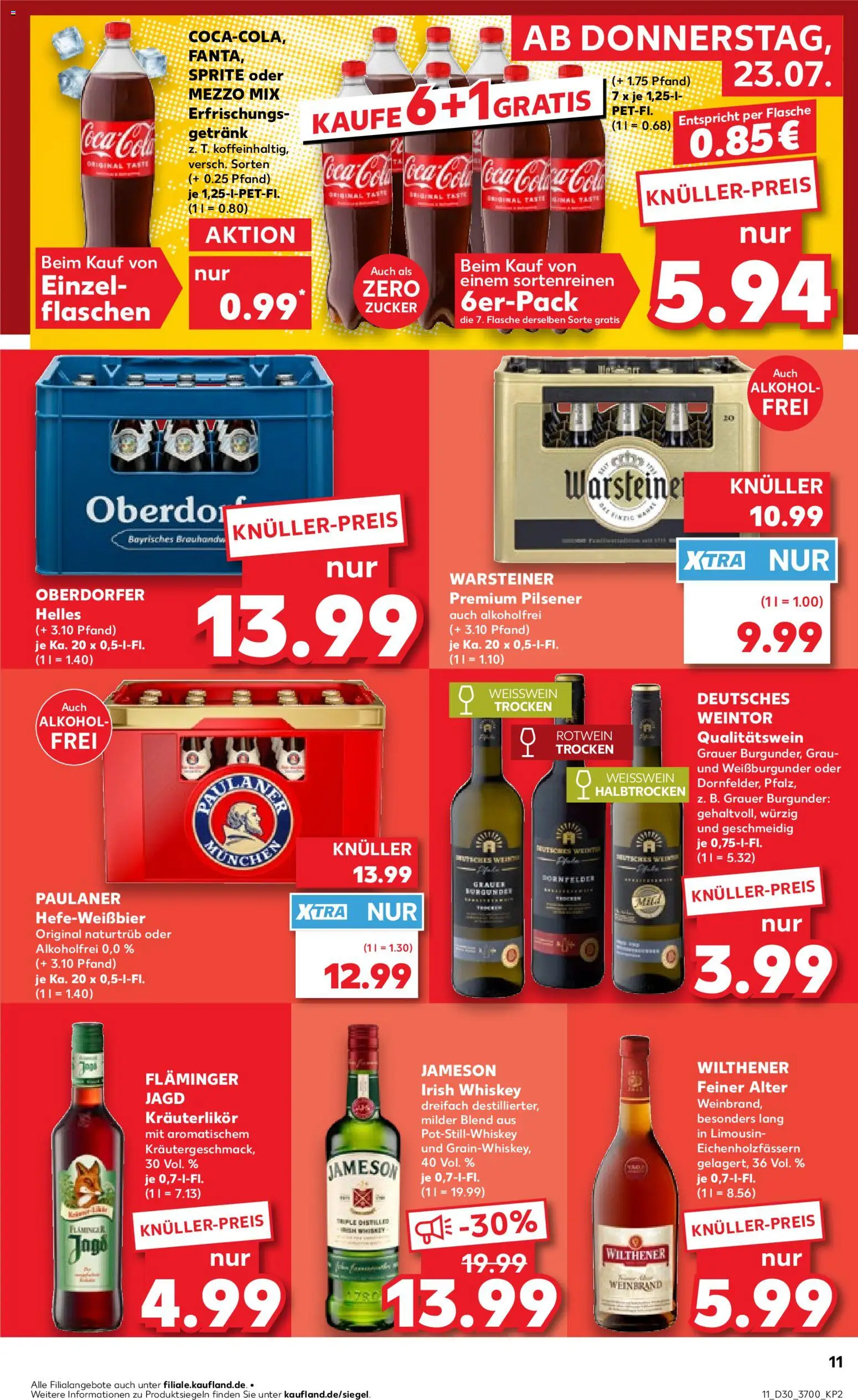 Kaufland Prospekt Rostock – gültig ab 23.07.2026 | Seite: 11 | Produkte: Sprite, Wilthener, Weißwein, Zucker