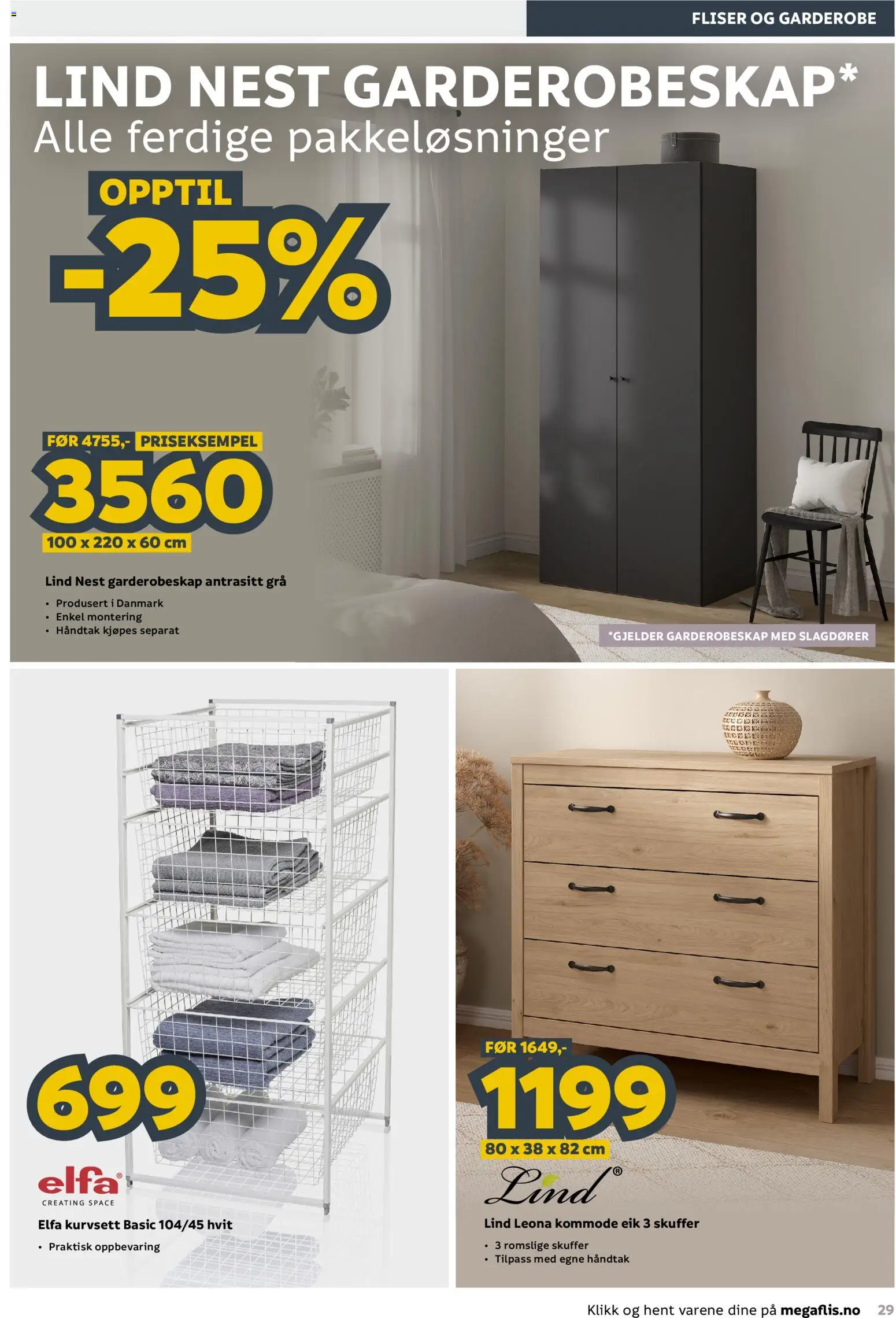 {H1} | Side: 29 | Produkter: Fliser, Garderobeskap, Kommode, Håndtak
