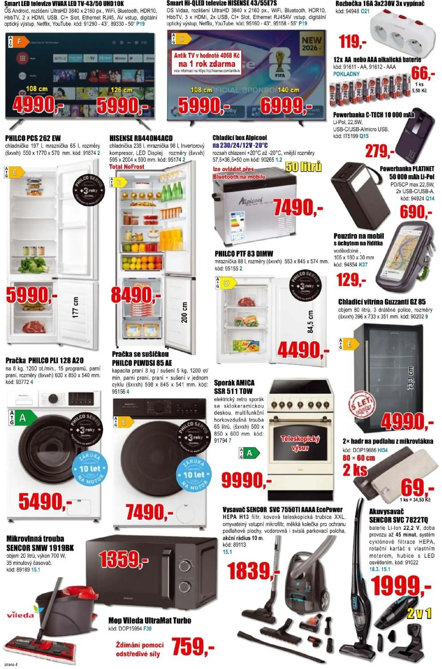 Eva supermarket leták od 08.07.2026 | Strana: 4 | Produkty: Powerbanka, Mop vileda, Mop, Vysavač