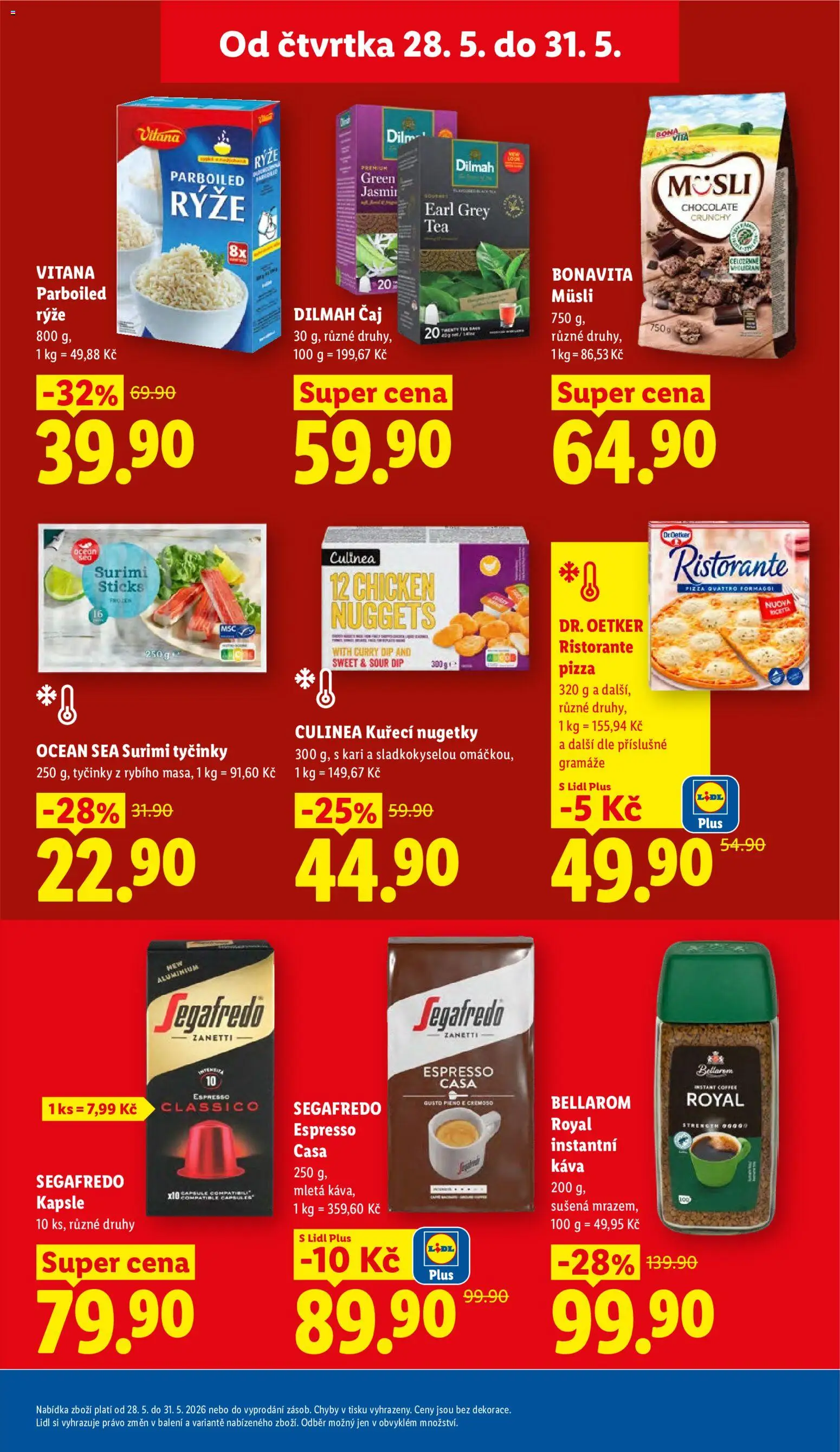 Lidl leták od 28.05.2026 | Strana: 23 | Produkty: Pizza Quattro Formaggi, Nugetky, Rýže Vitana, Surimi tyčinky