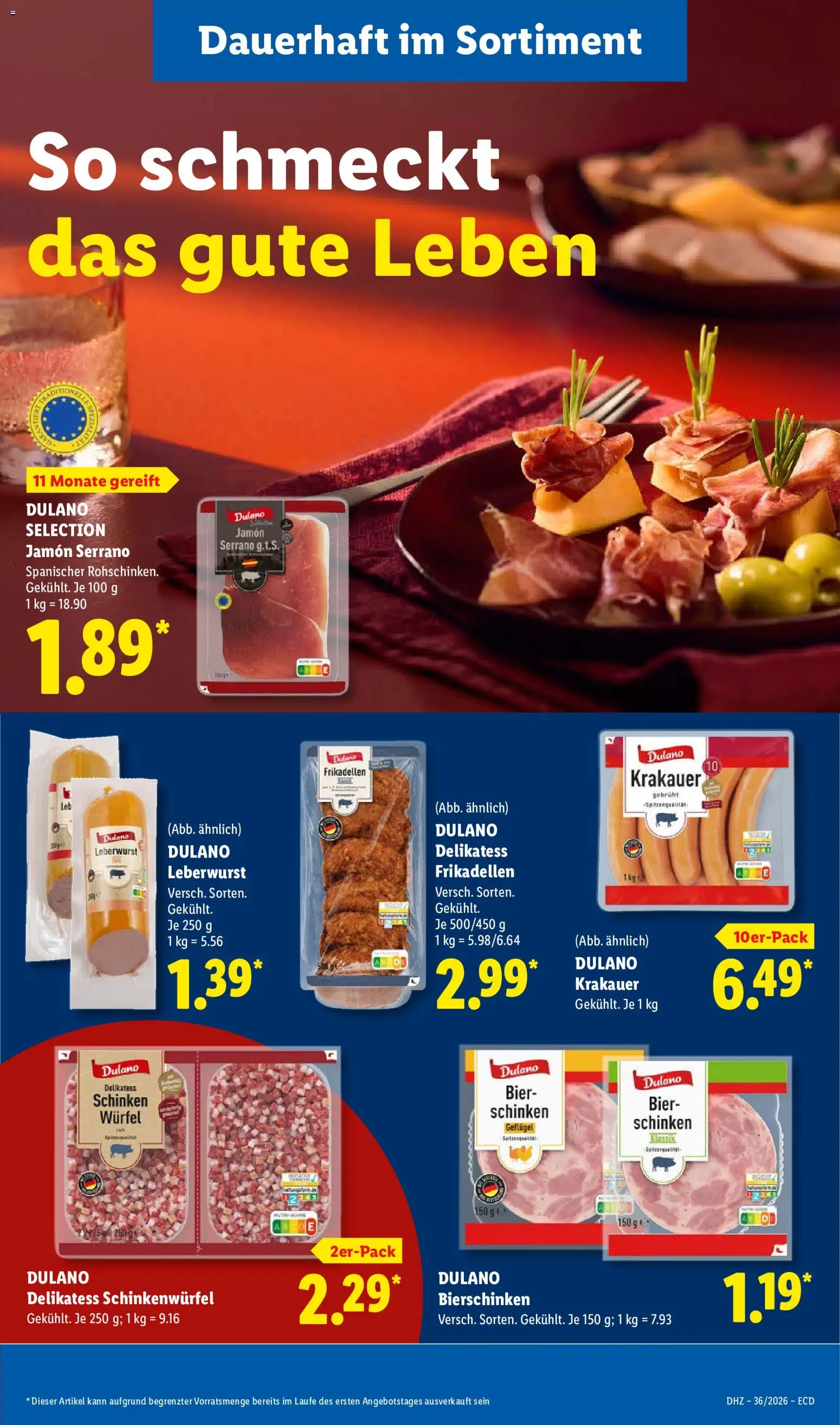 Lidl Německo leták od 31.08.2026 | Strana: 21 | Produkty: Jamón Serrano, Jamon