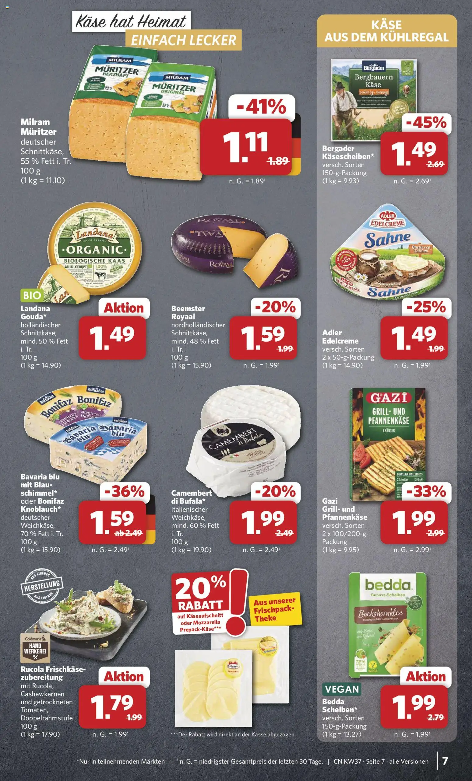 Combi Prospekt – gültig ab 07.09.2026 | Seite: 7 | Produkte: Grill, Käse, Rucola, Milram