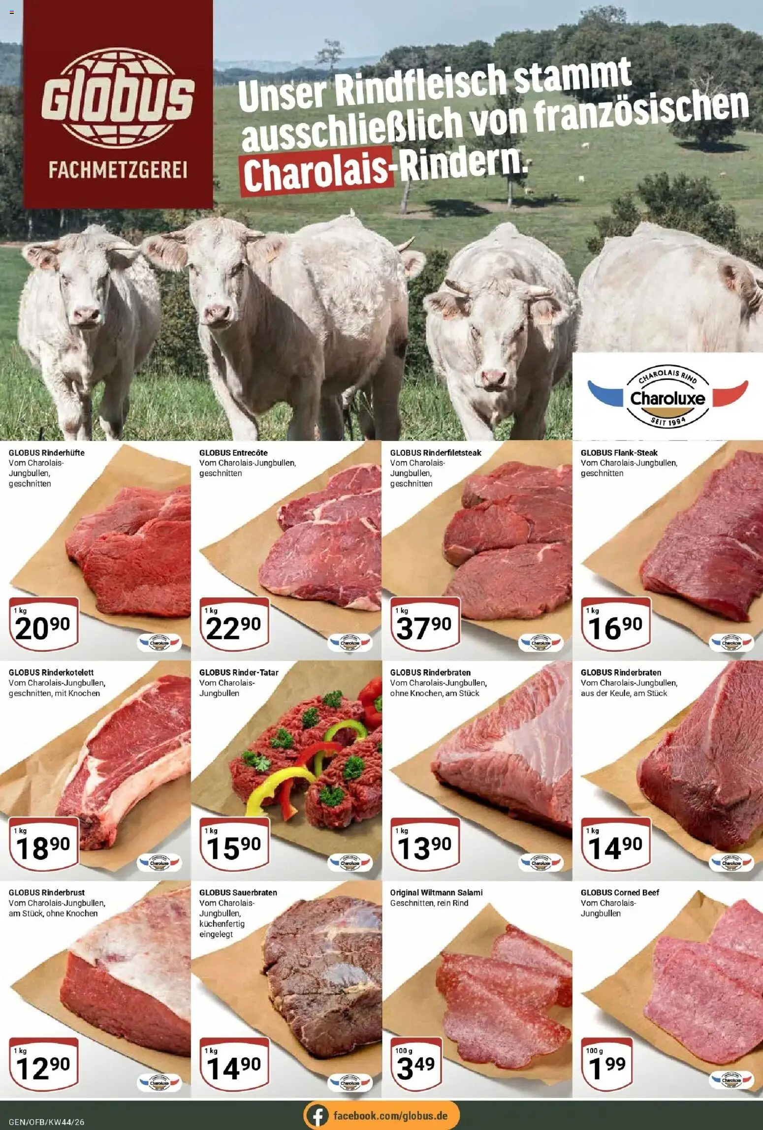 Globus Prospekt Gensingen (ab 26.10.2026) » Angebote online | Seite: 11 | Produkte: Rinderbraten, Entrecote, Salami, Rindfleisch