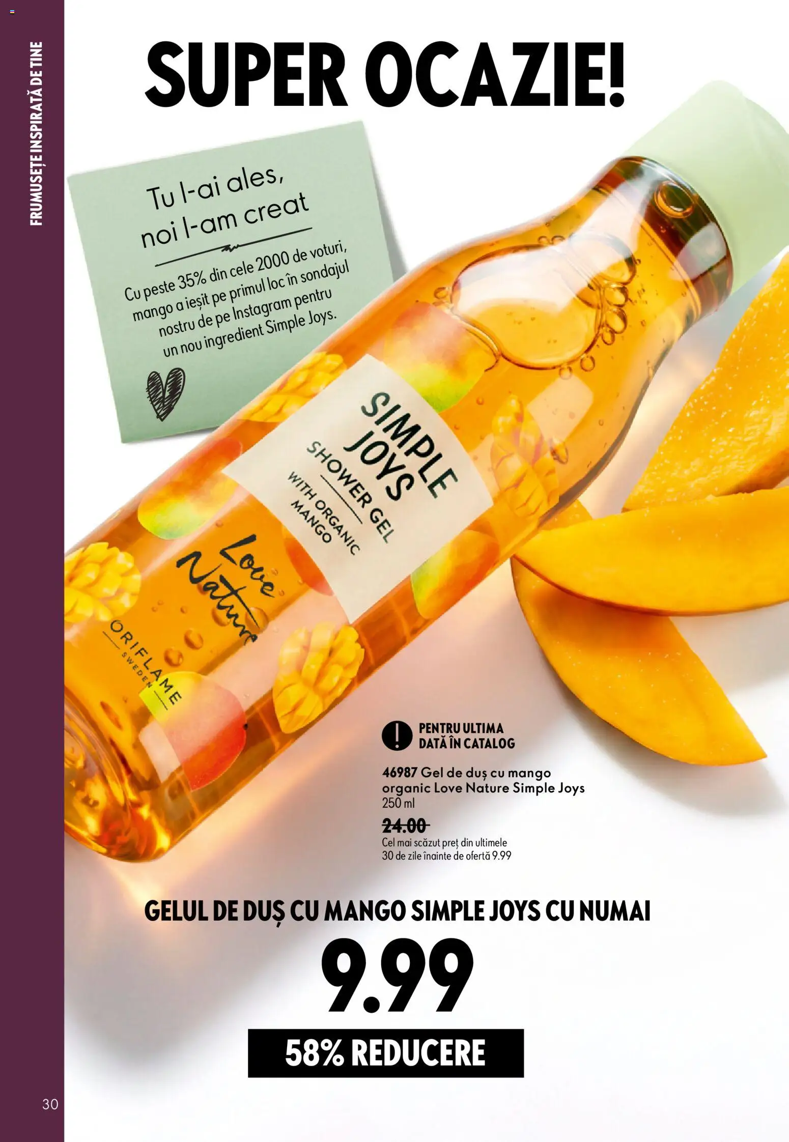 Noul catalog Oriflame – valabil de la 09.09.2026 | Pagină: 30 | Produse: Duș, Gel de duș, Pește, Mango