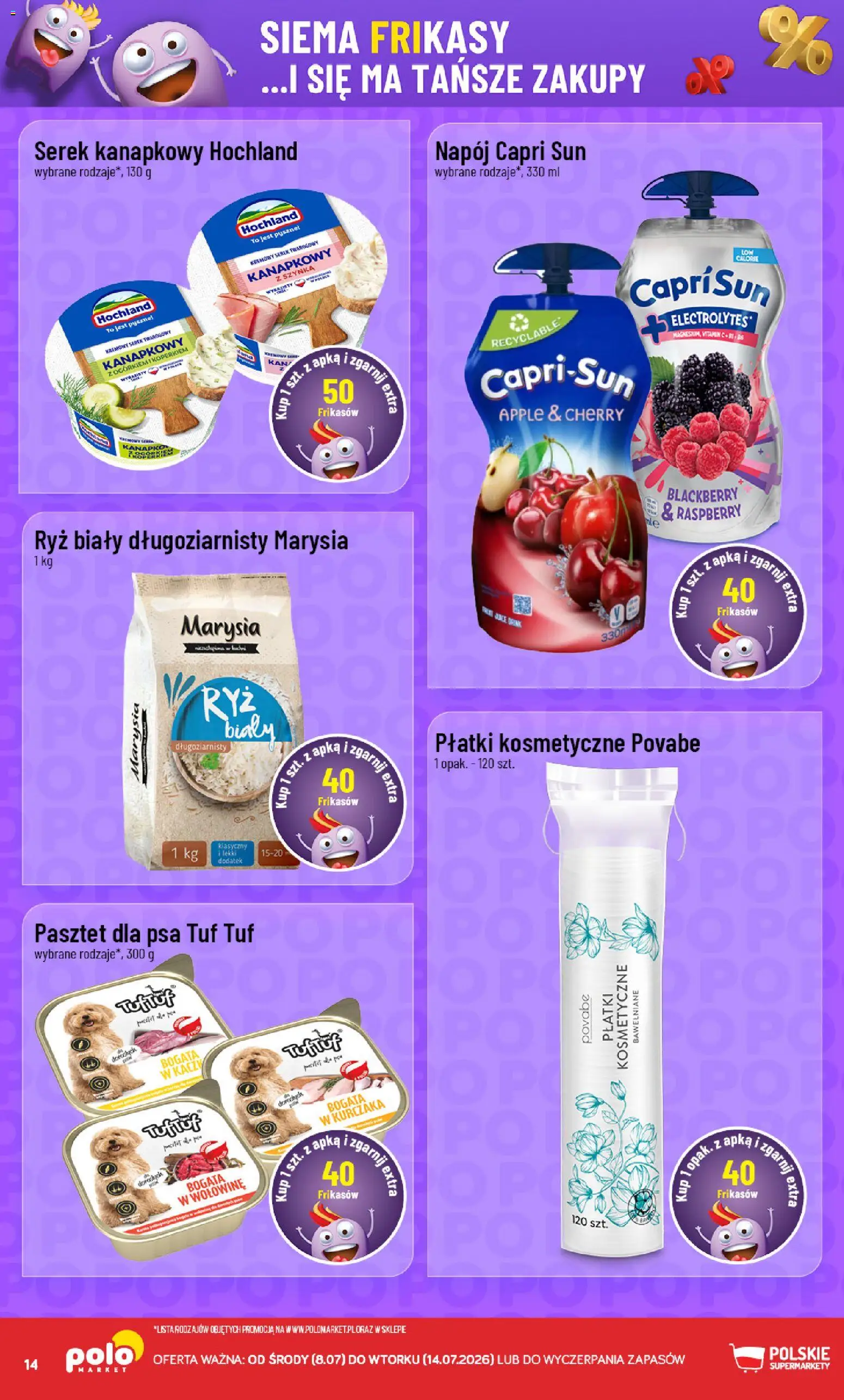POLOmarket gazetka - Frikasowe Hity od 08.07.2026 | Strona: 14 | Produkty: Serek, Szynka, Ryż, Płatki