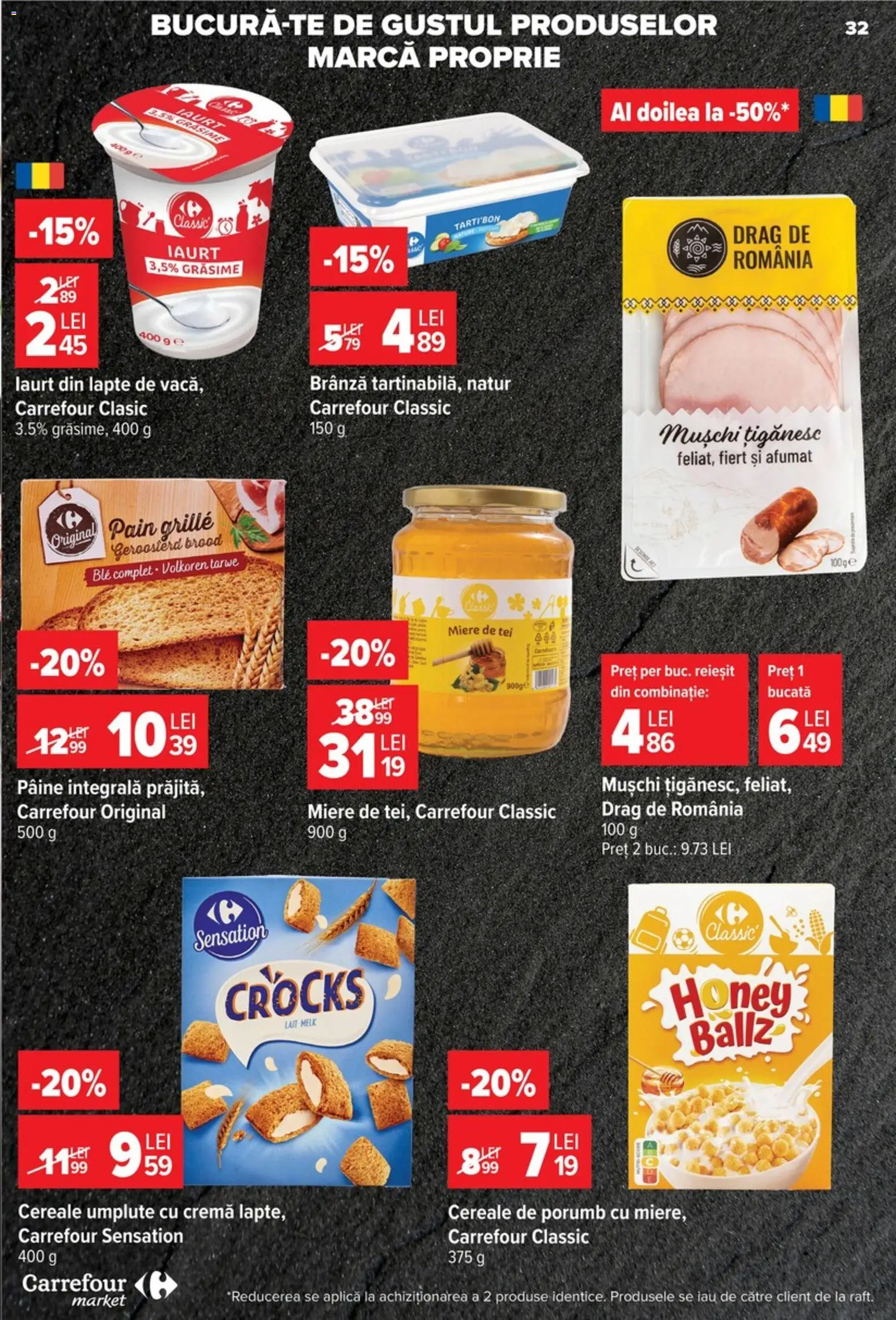 Noul catalog Carrefour – valabil de la 09.09.2026 | Pagină: 32 | Produse: Miere, Mușchi, Iaurt, Cremă