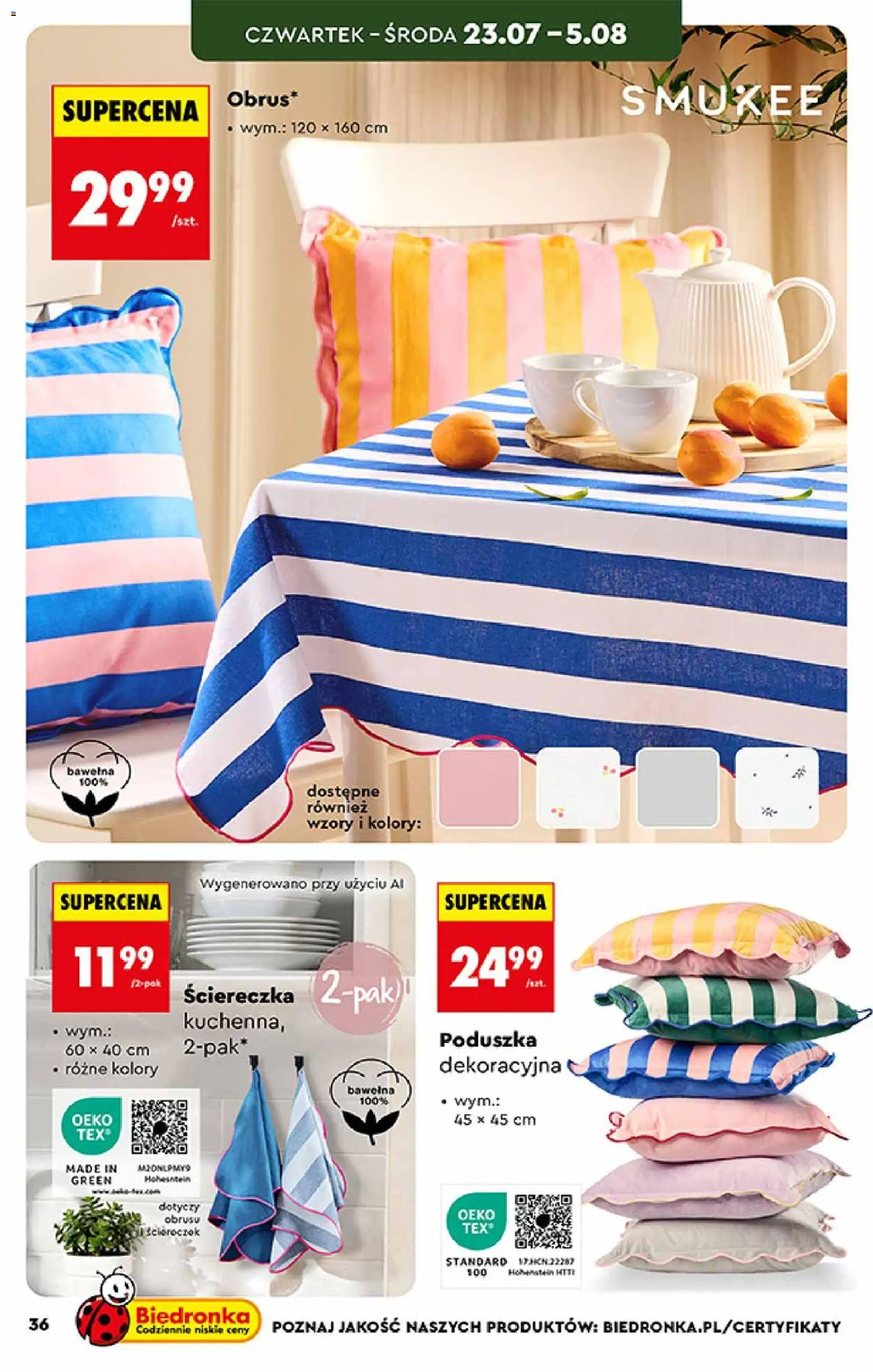 Biedronka gazetka - Hity i inspiracje od 20.07.2026 | Strona: 36 | Produkty: Poduszka