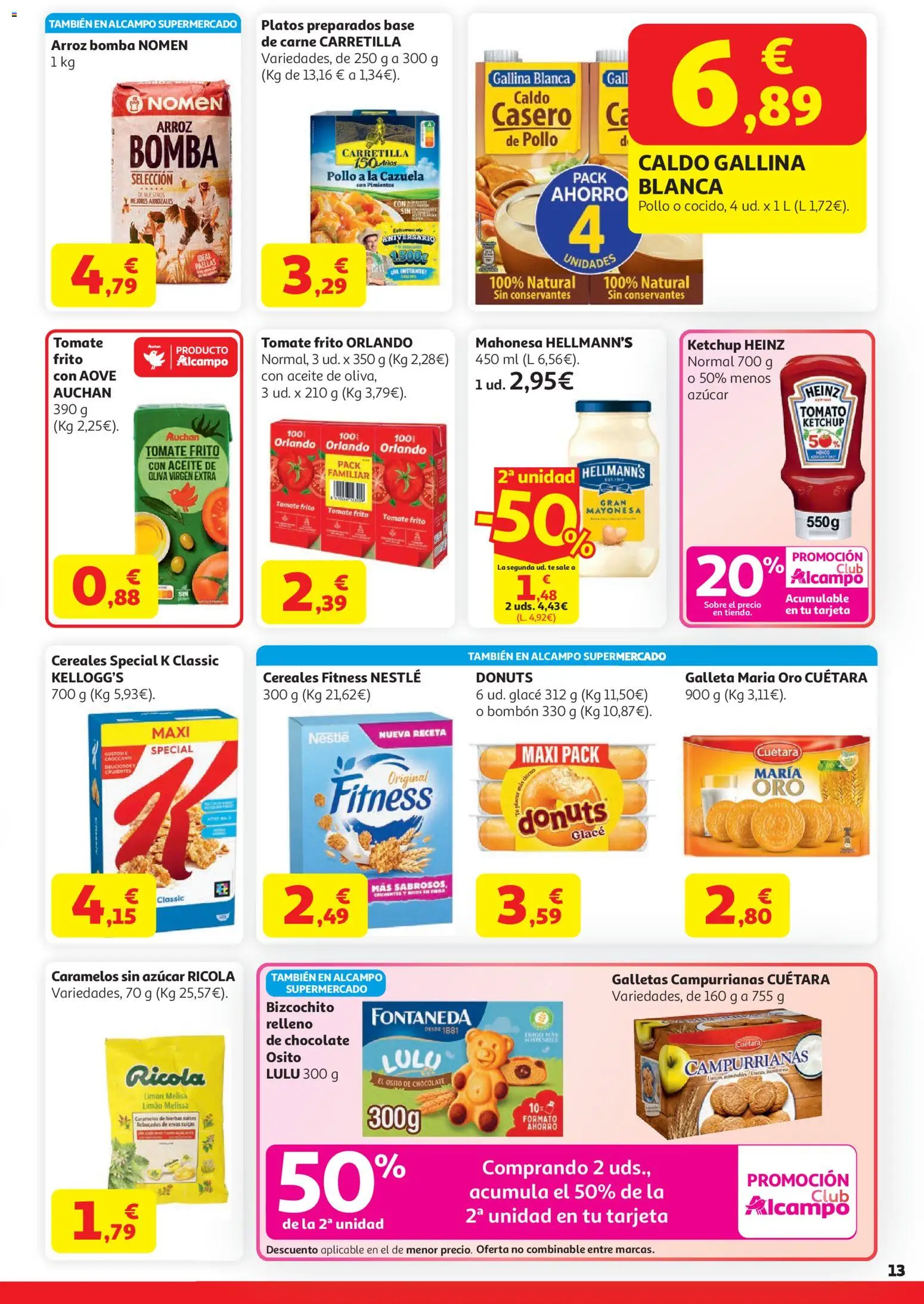 Alcampo HP Unico │ válido desde el 07.04.2026 | Página: 13 | Productos: Aceite, Arroz, Cereales, Donuts