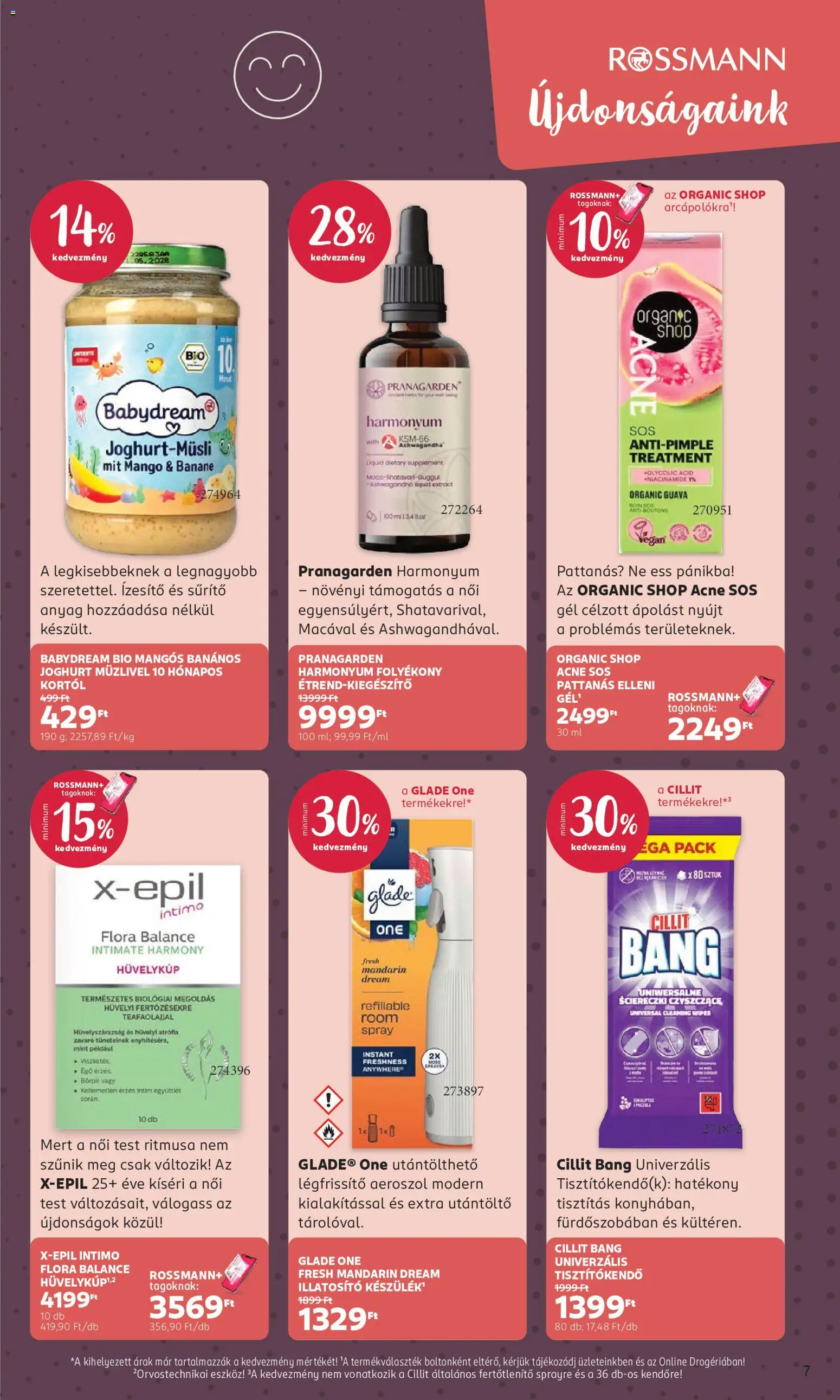 Rossmann akciós ujság - amely érvényes a következő dátumtól: 2026.09.07. | Oldal: 7 | Termékek: Cillit Bang, Joghurt, Gél, Mangó