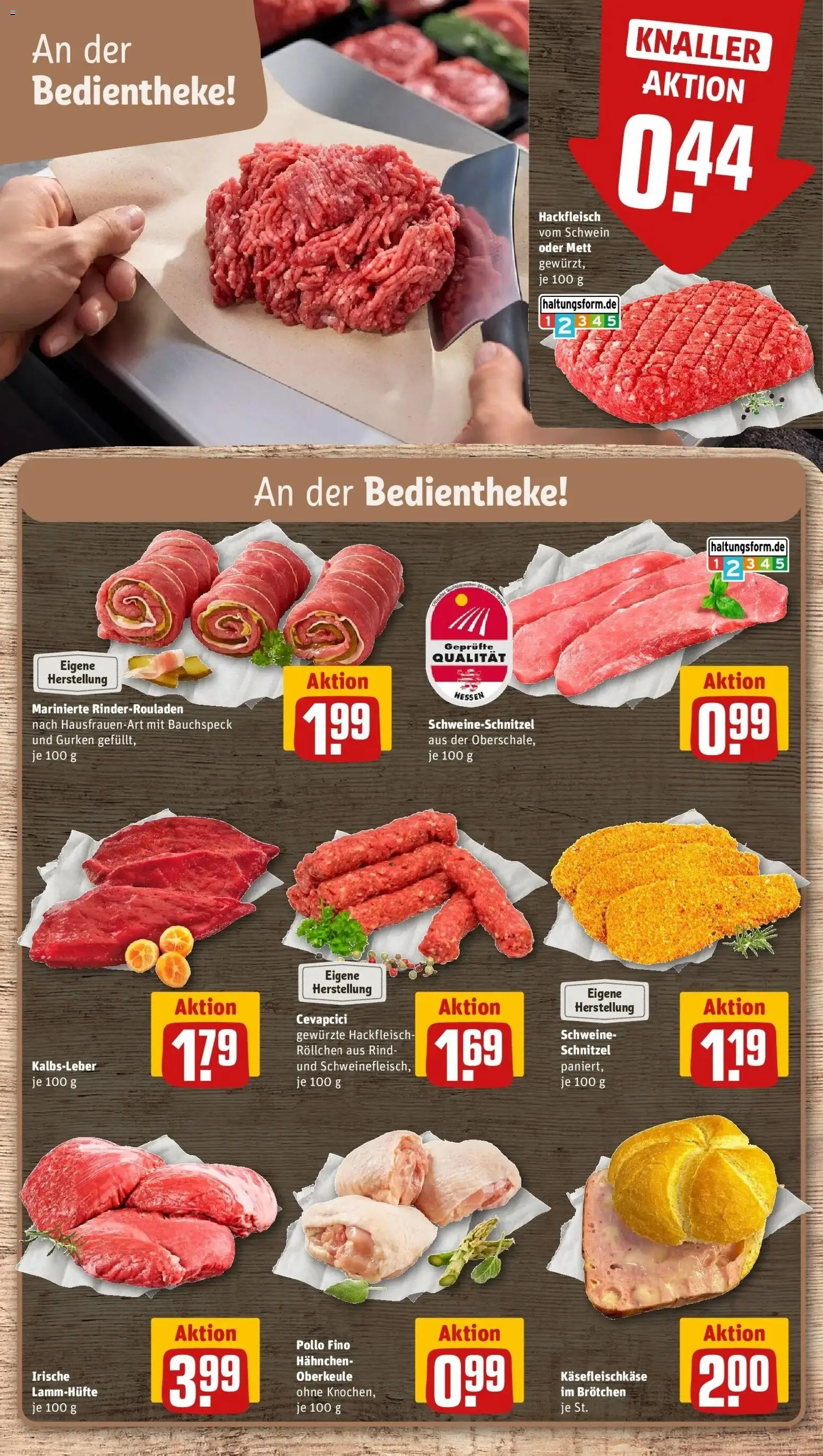REWE Prospekt ab 28.09.2026 zum Blättern » Angebote | Seite: 14 | Produkte: Rinderrouladen, Hahnchen, Gurken, Hackfleisch