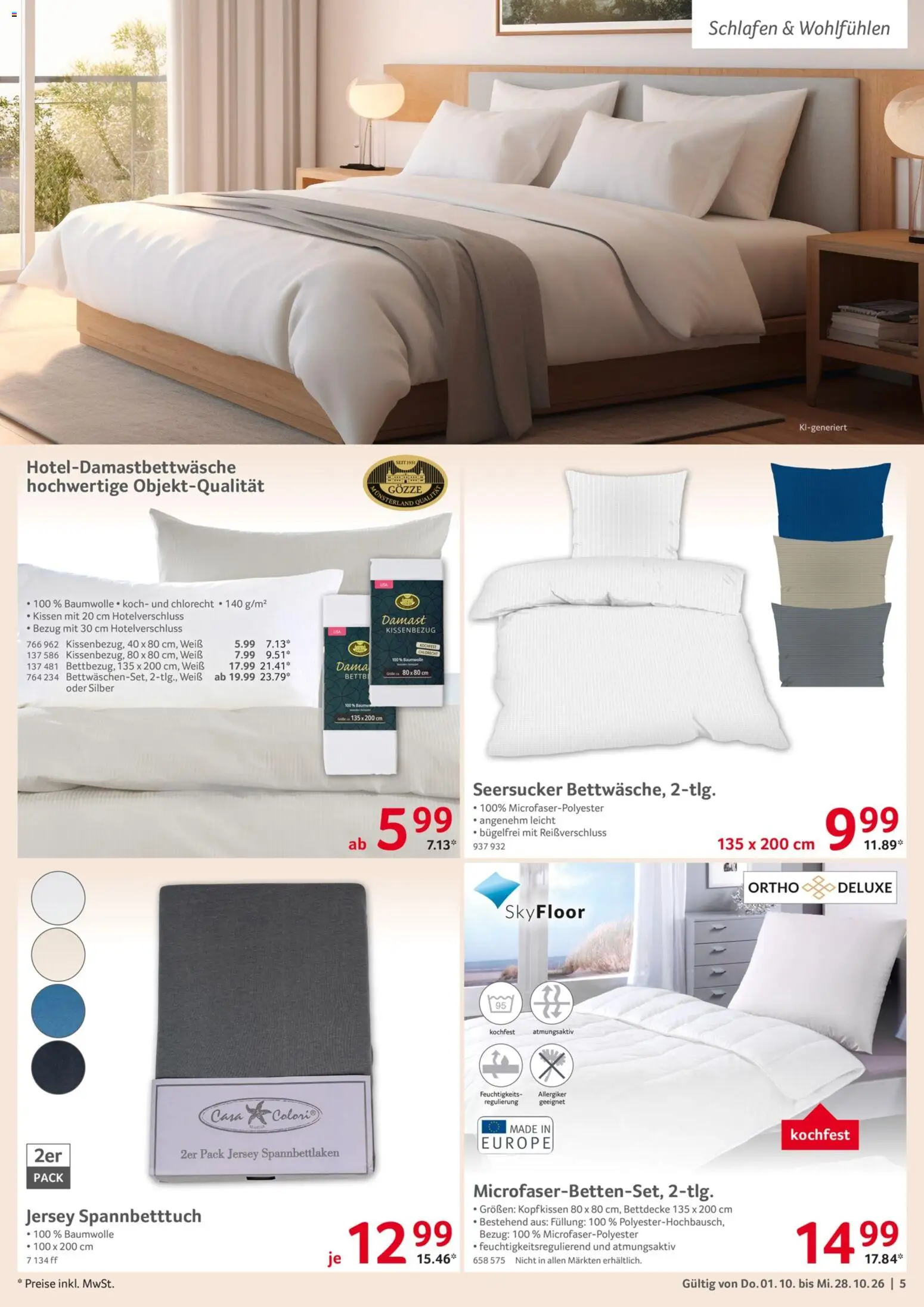 Selgros Gastro Angebote – gültig ab 01.10.2026 | Seite: 5 | Produkte: Kissen, Bettdecke, Kopfkissen