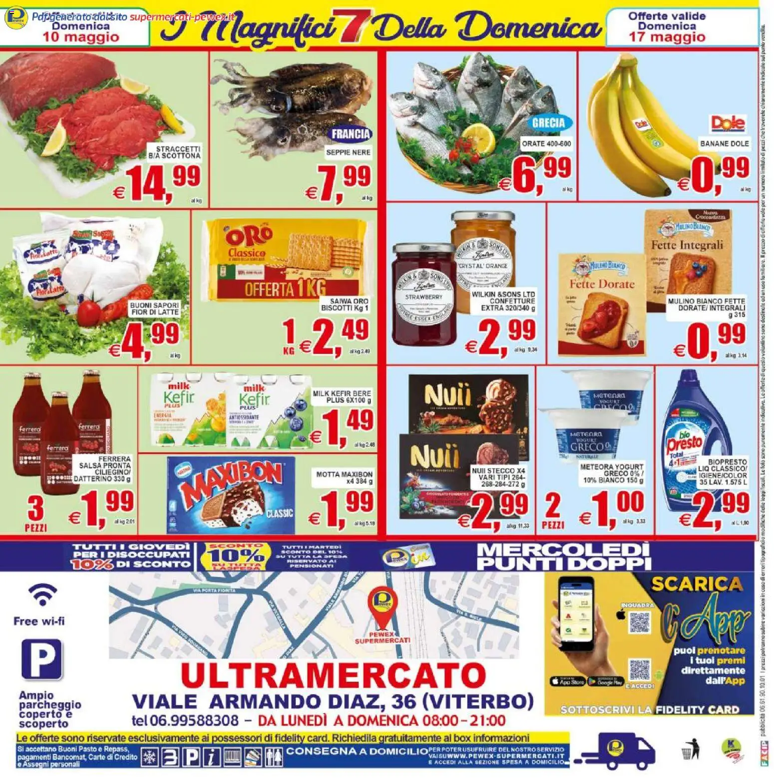 Volantino Pewex del 08.05.2026 | Pagina: 24 | Prodotti: Banane, Biscotti, Salsa, Latte