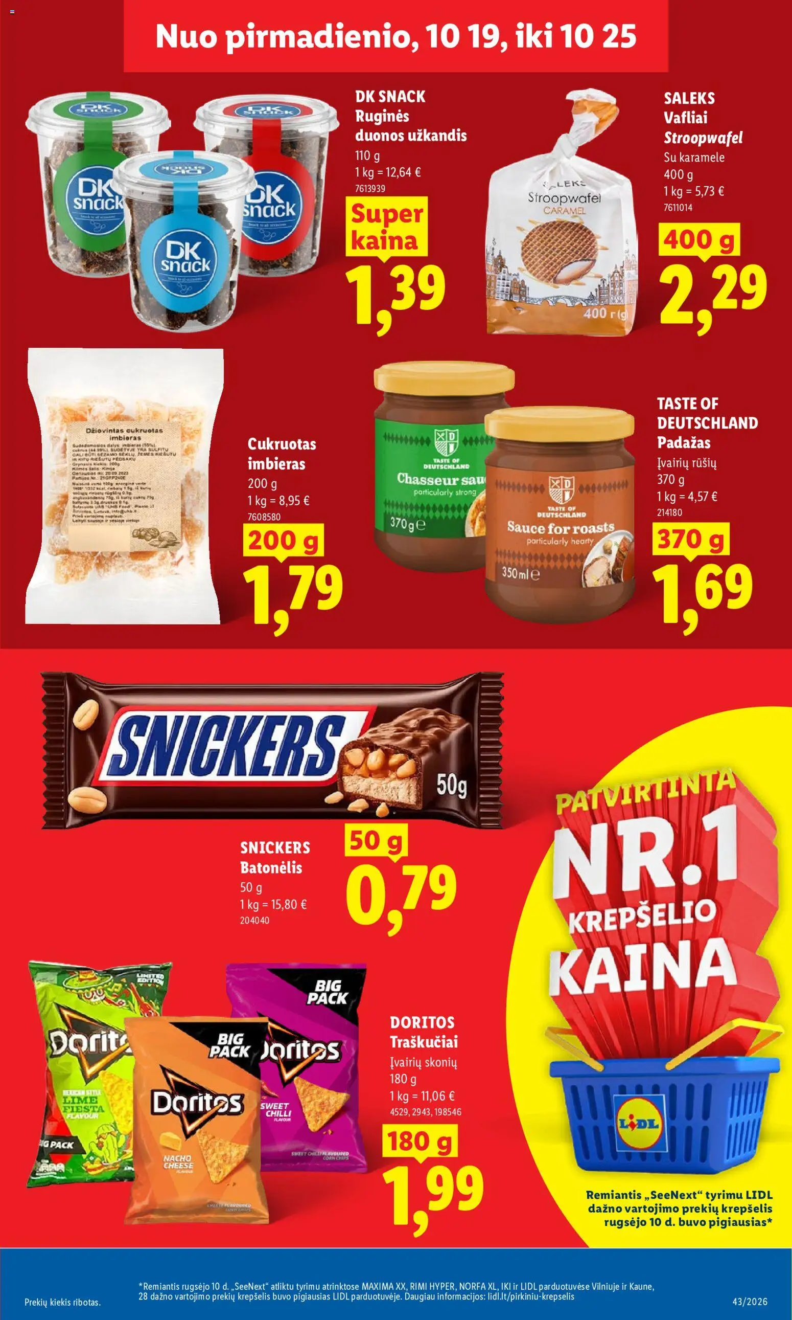 LIDL akcijos nuo 2026.10.19 | Puslapis: 19 | Prekių: Krepšelis, Padažas, Vafliai, Traškučiai