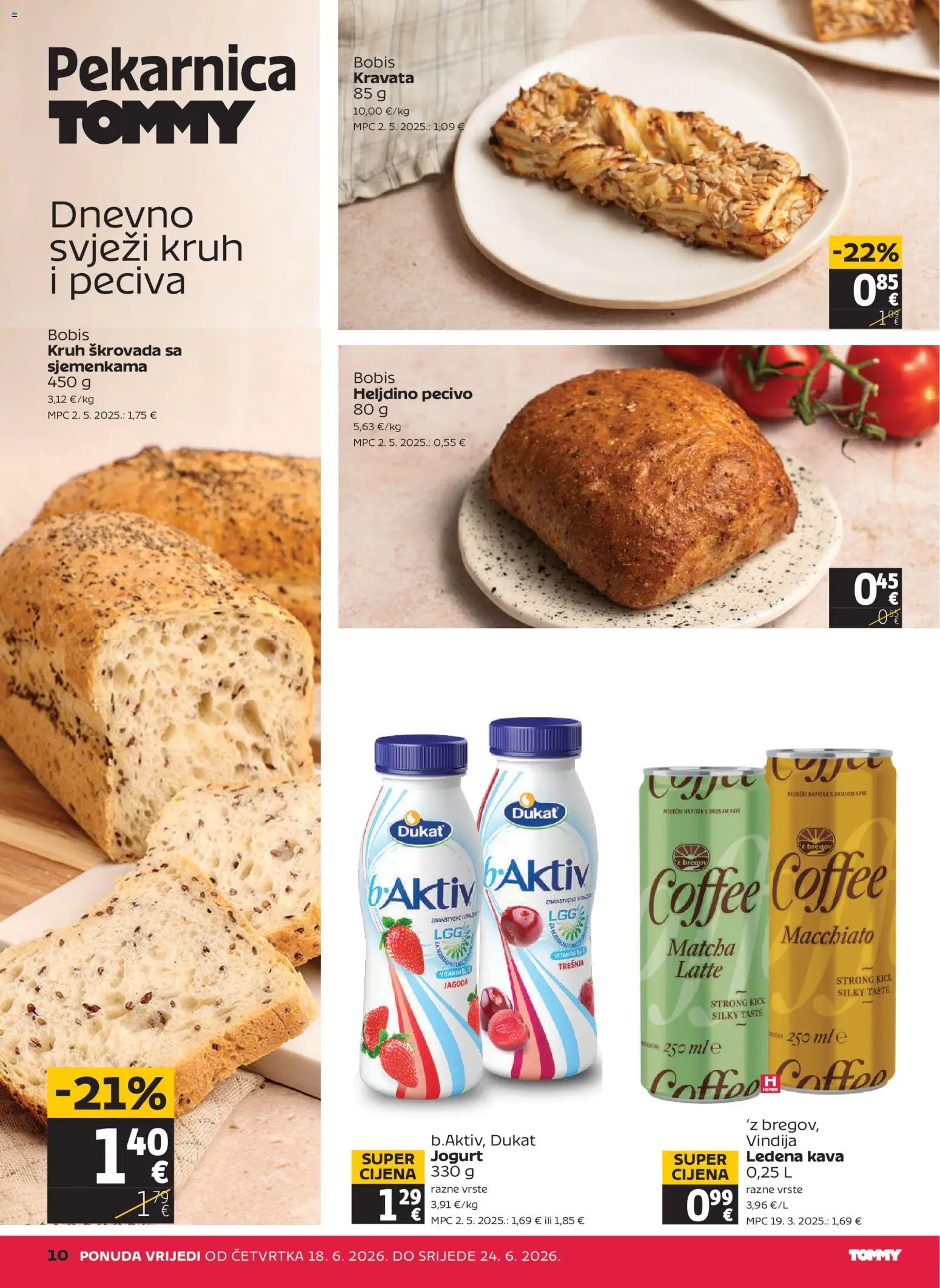 Tommy katalog | vrijedi od 18.06.2026 | Stranica: 10 | Proizvodi: Vindija, Jogurt, Kruh, Pecivo